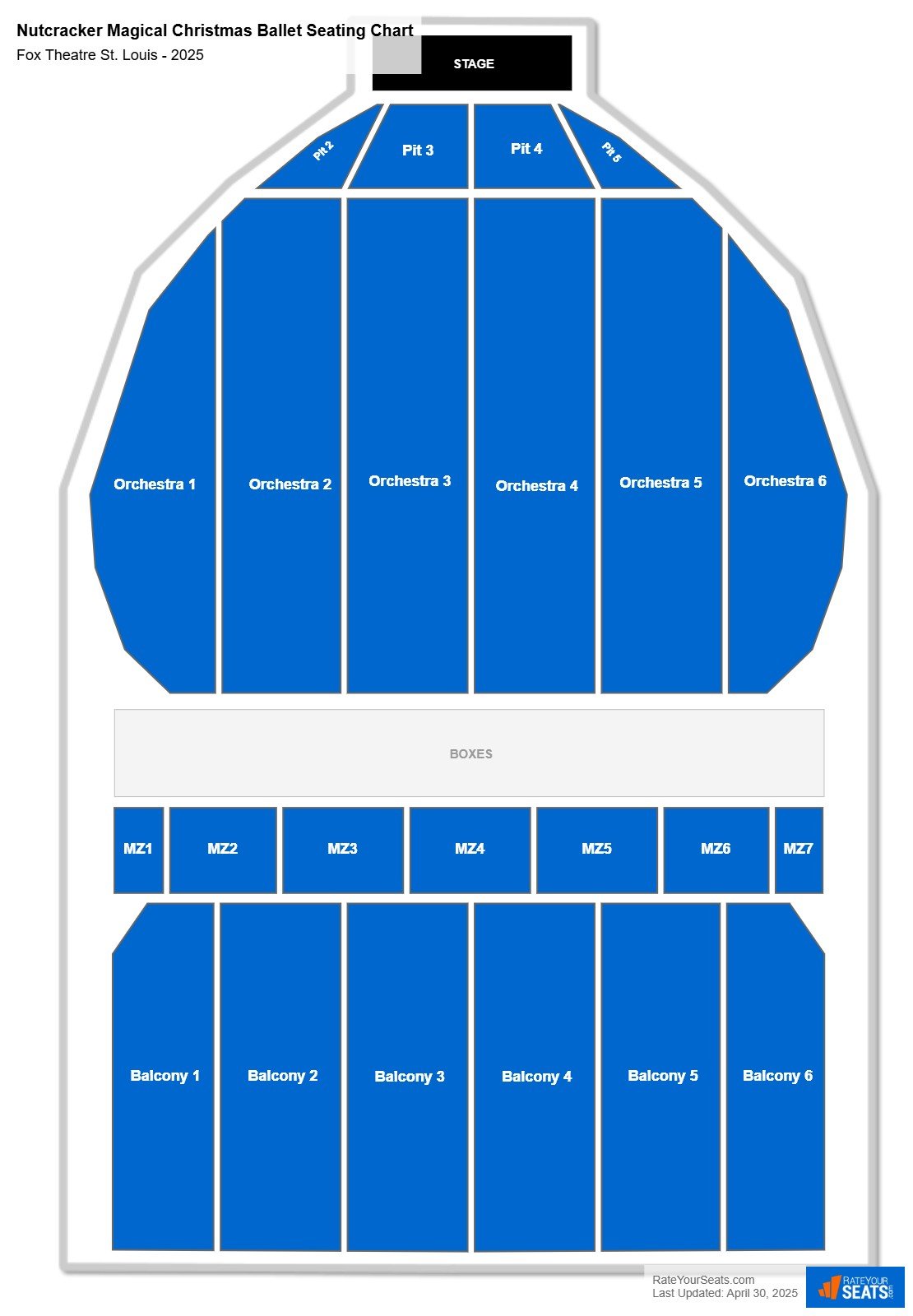 Nutcracker Magical Christmas Ballet seating chart Fox Theatre St. Louis
