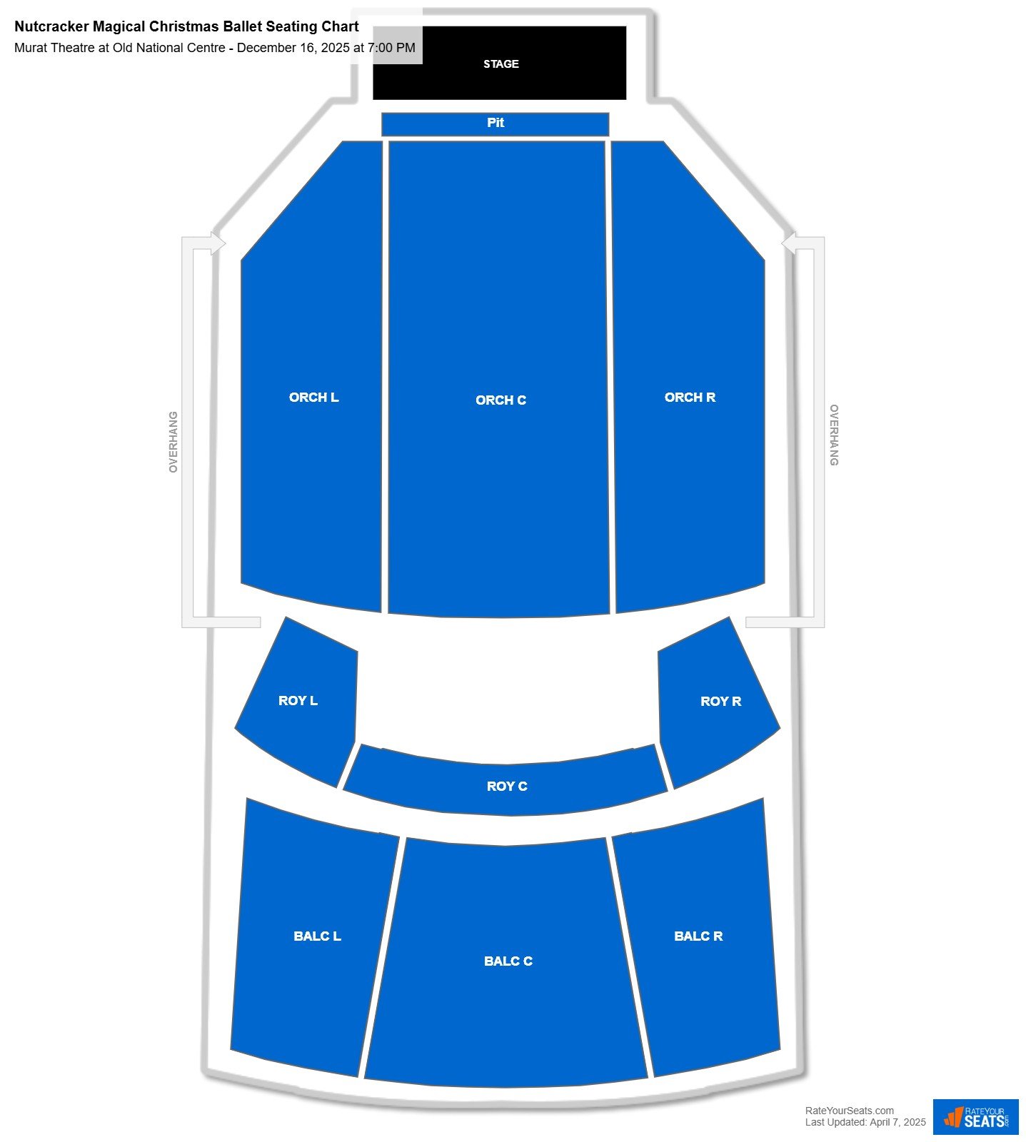 Nutcracker Magical Christmas Ballet seating chart Murat Theatre at Old National Centre