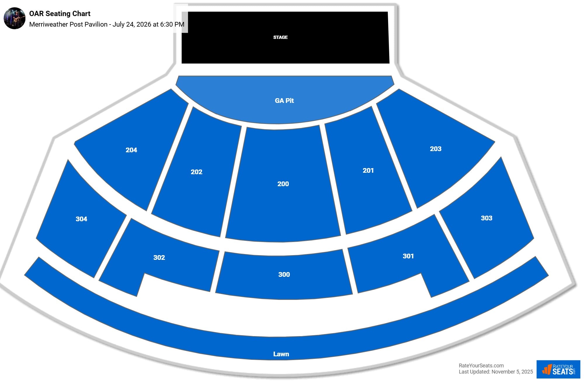 OAR seating chart Merriweather Post Pavilion