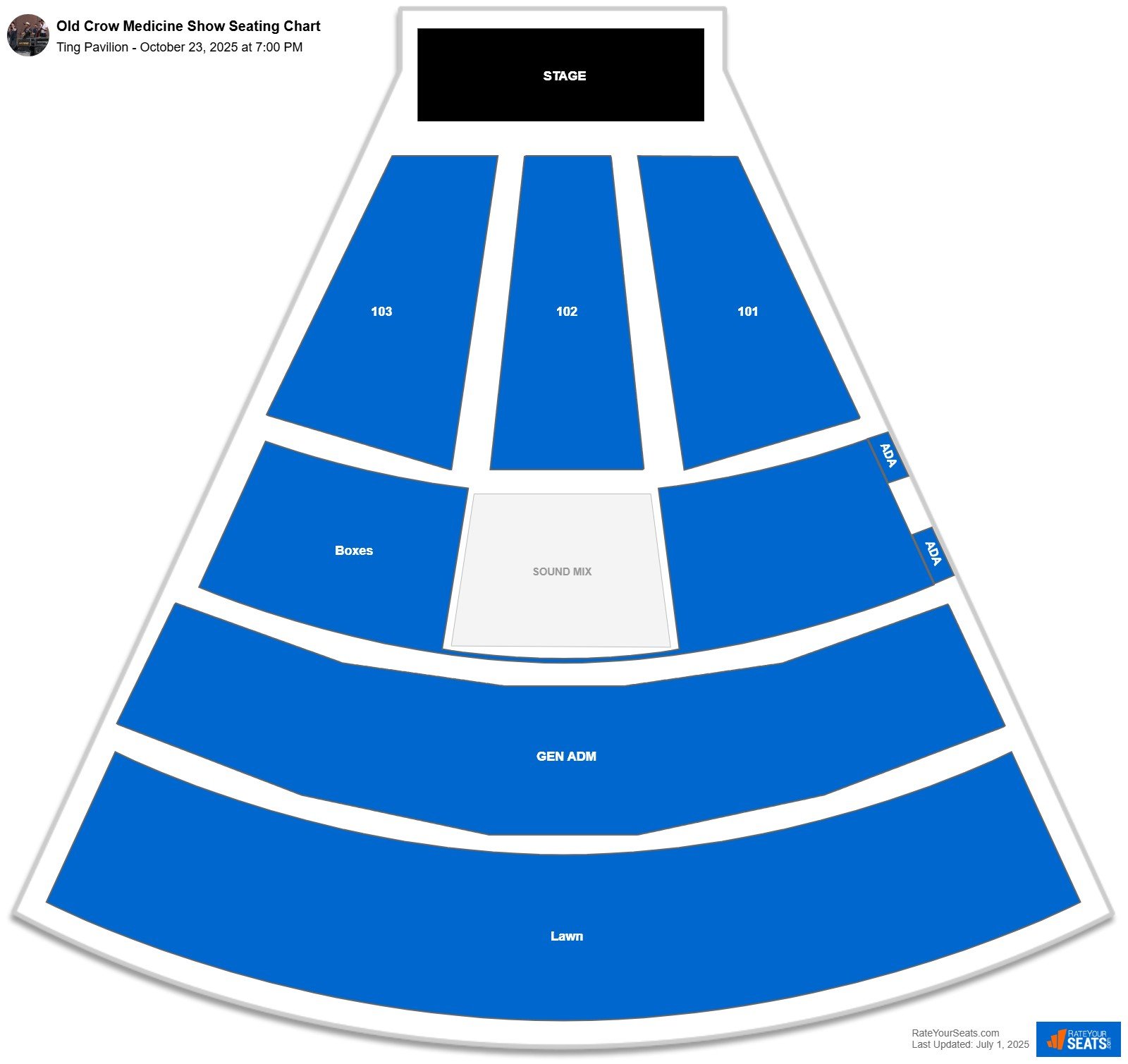 Old Crow Medicine Show seating chart Ting Pavilion