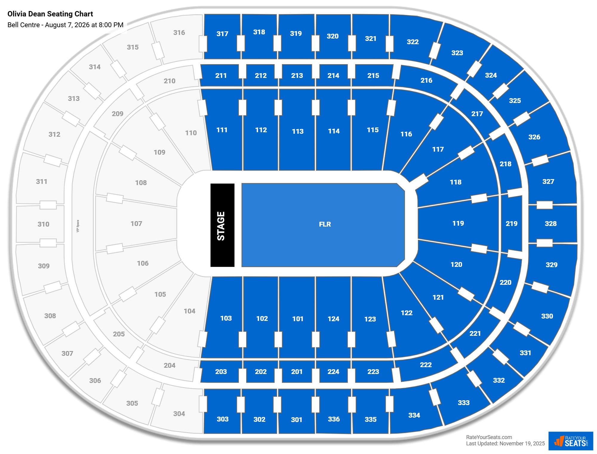 Olivia Dean seating chart Bell Centre