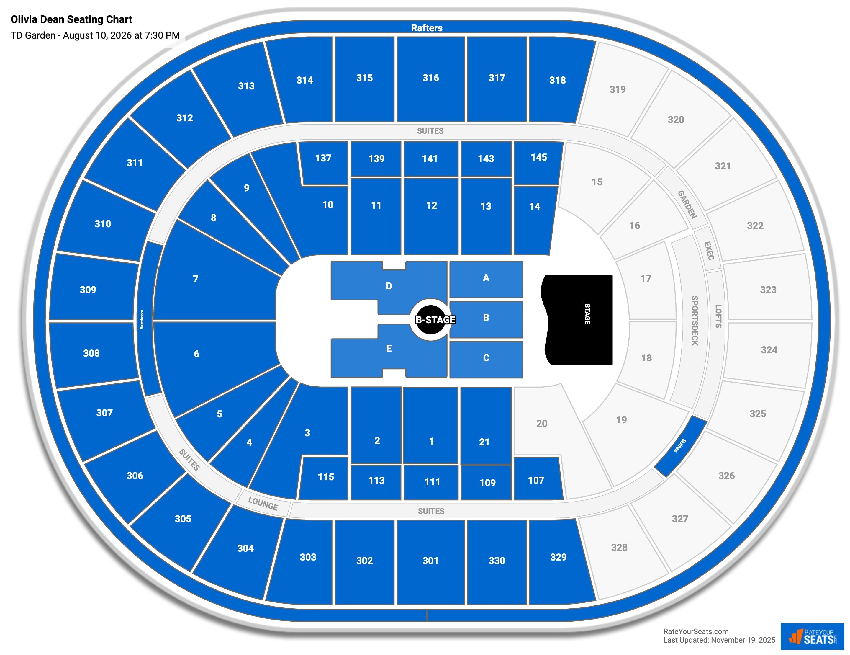 Olivia Dean seating chart TD Garden