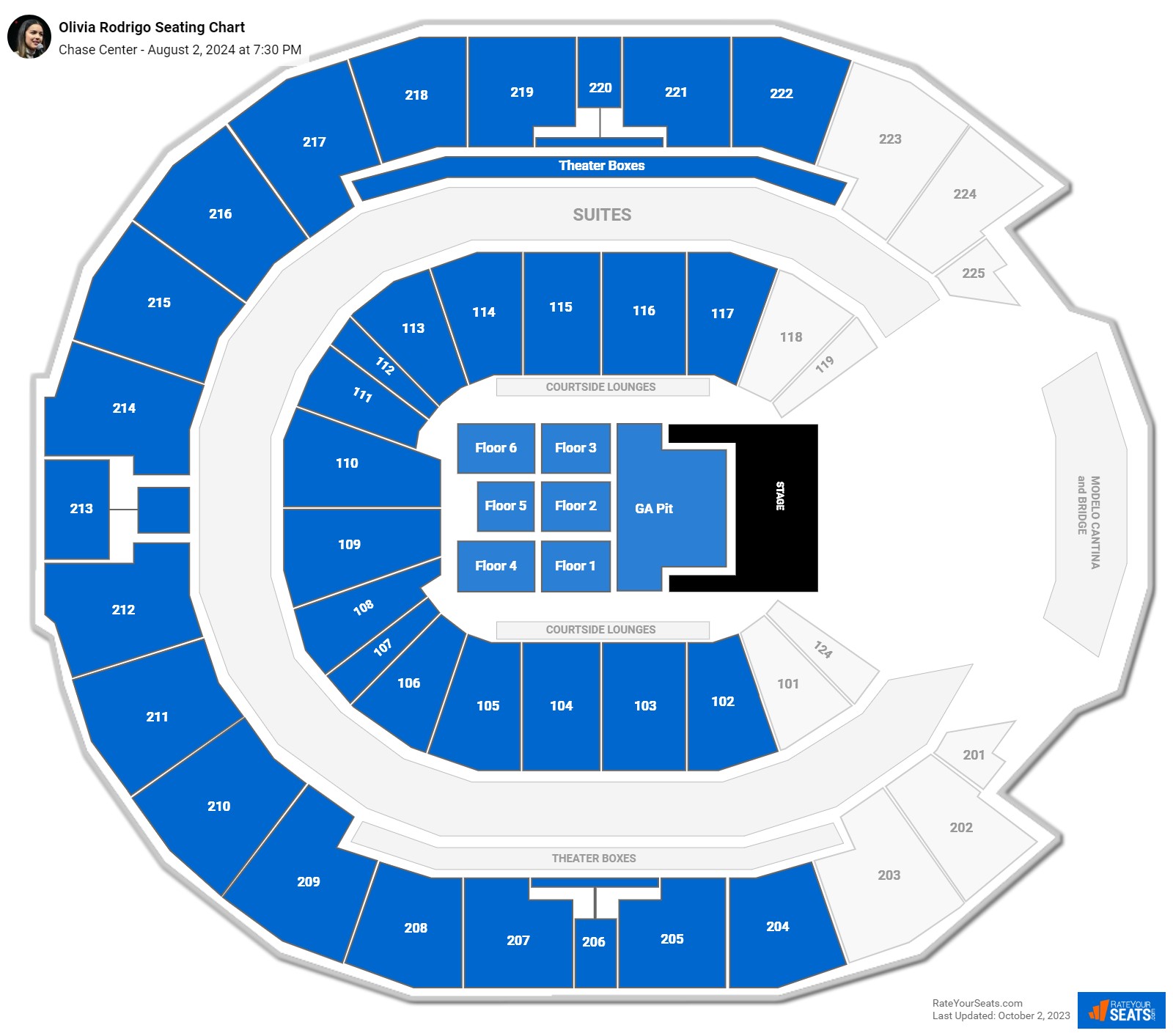 Chase Center Concert Seating Chart - RateYourSeats.com