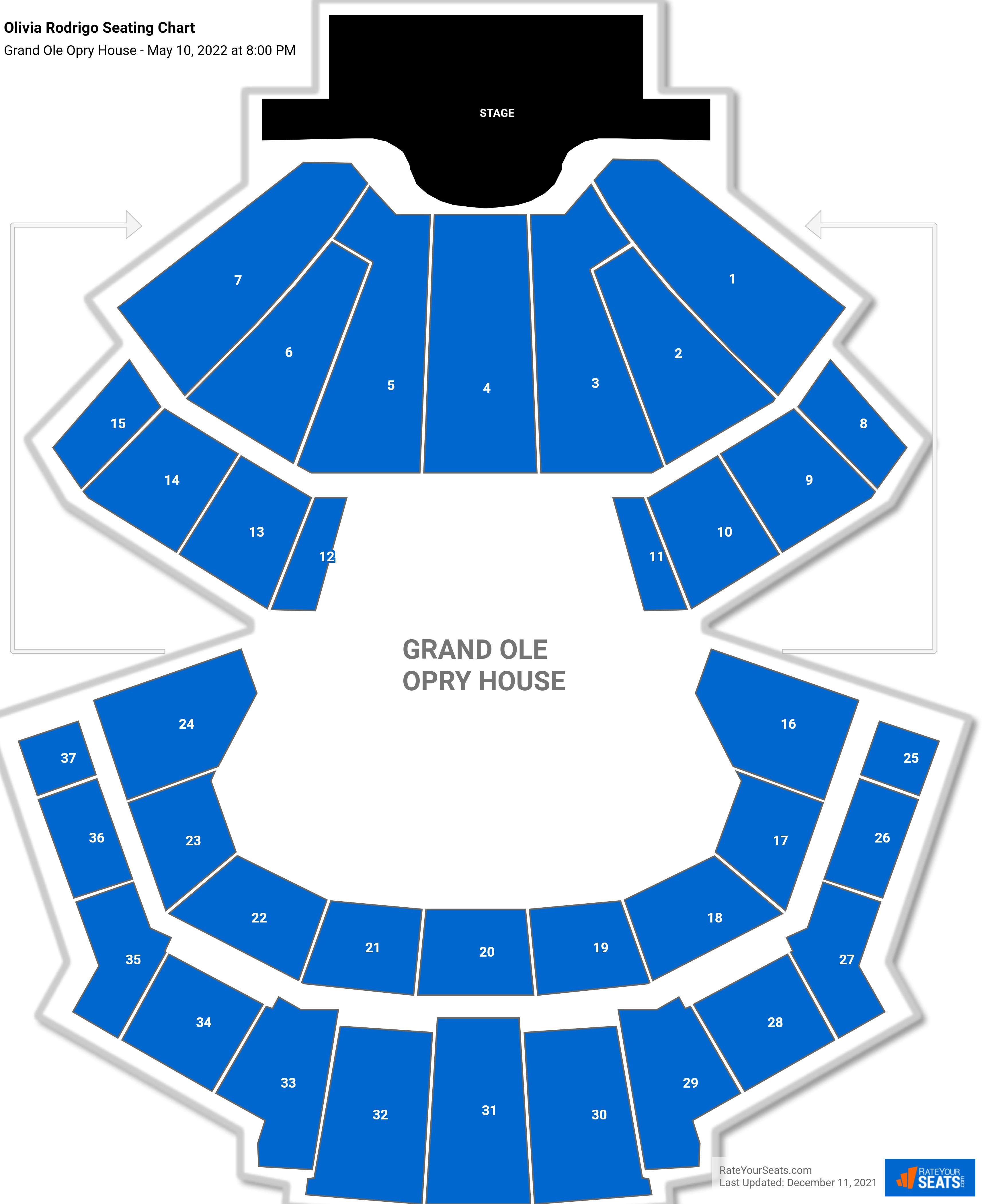 Grand Ole Opry House Seating Chart