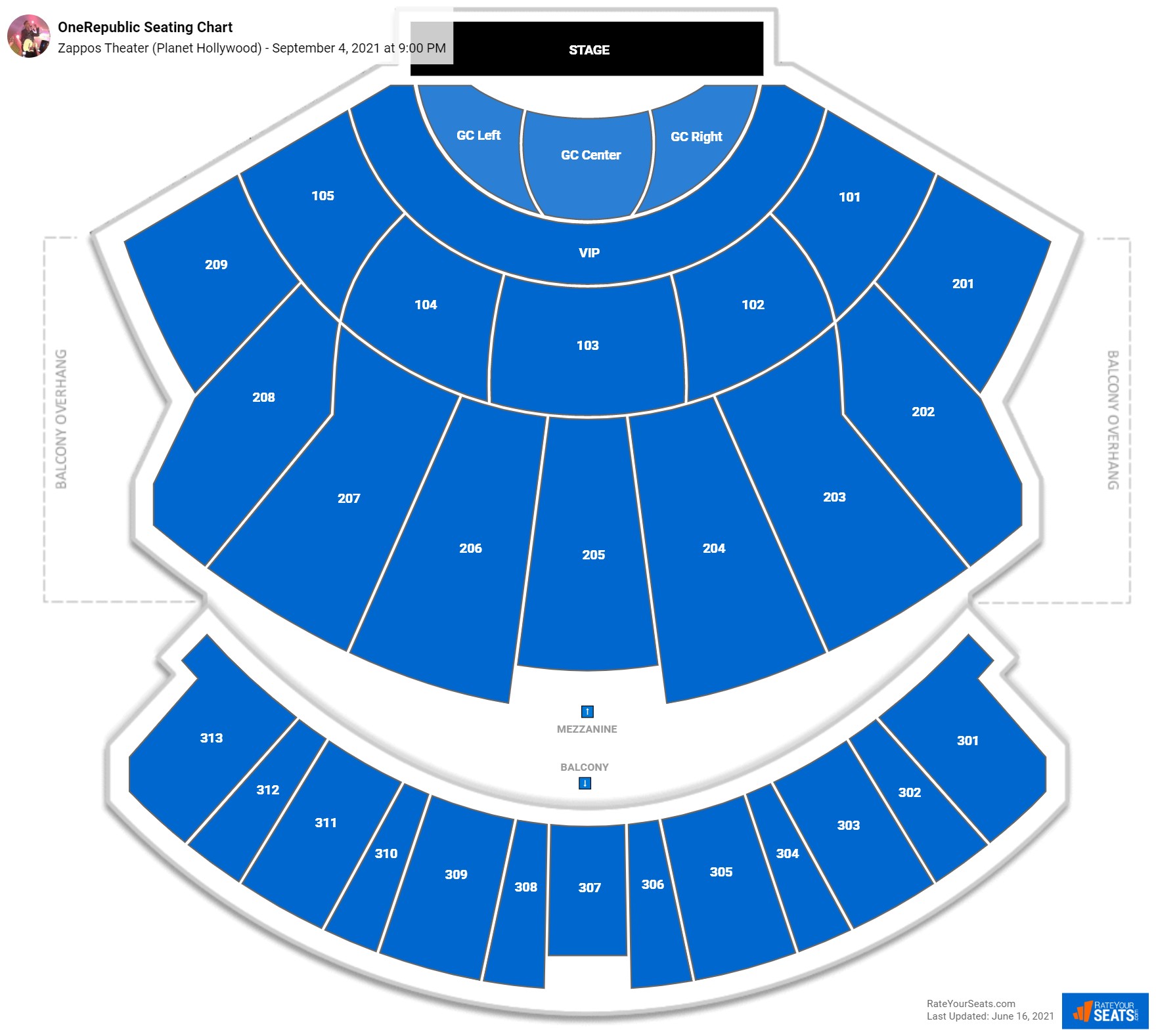 Zappos Theater Seating Chart