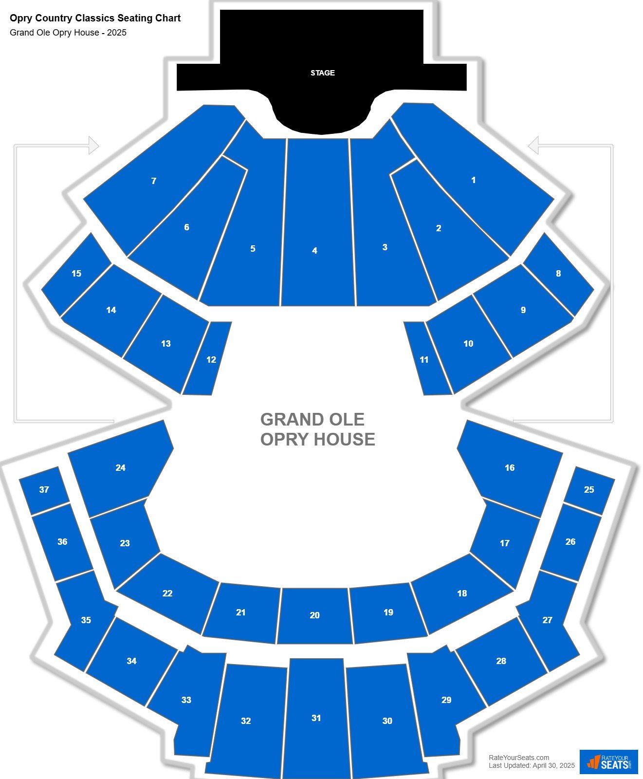 Opry Country Classics seating chart Grand Ole Opry House
