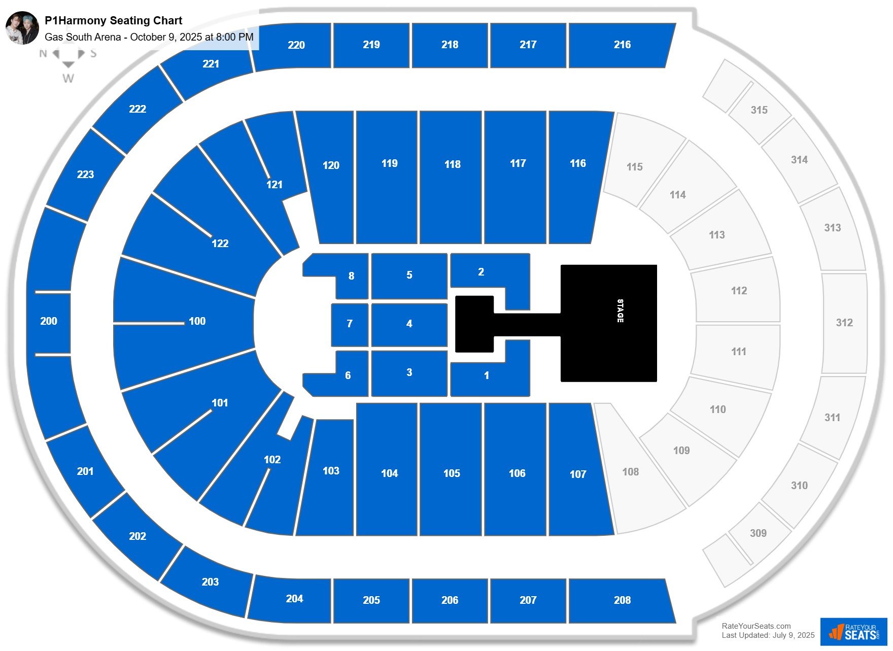 P1Harmony seating chart Gas South Arena