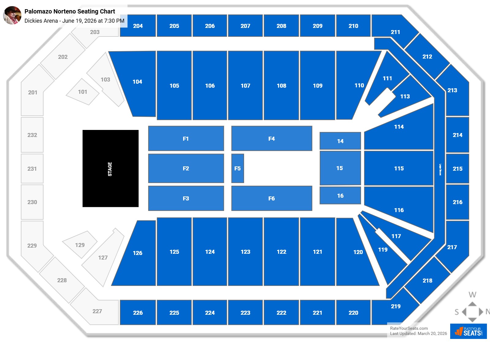 Palomazo Norteno seating chart Dickies Arena