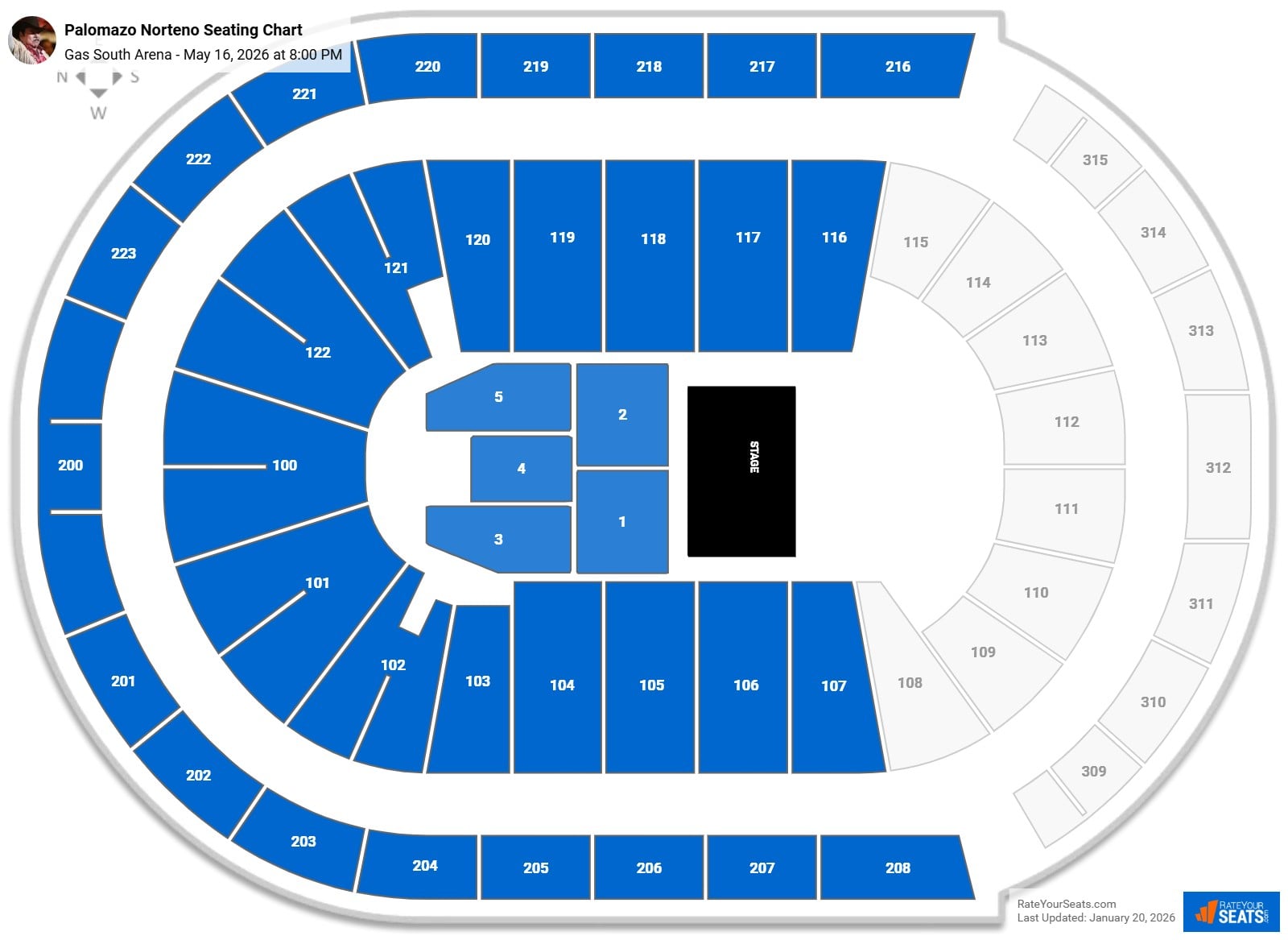 Palomazo Norteno seating chart Gas South Arena