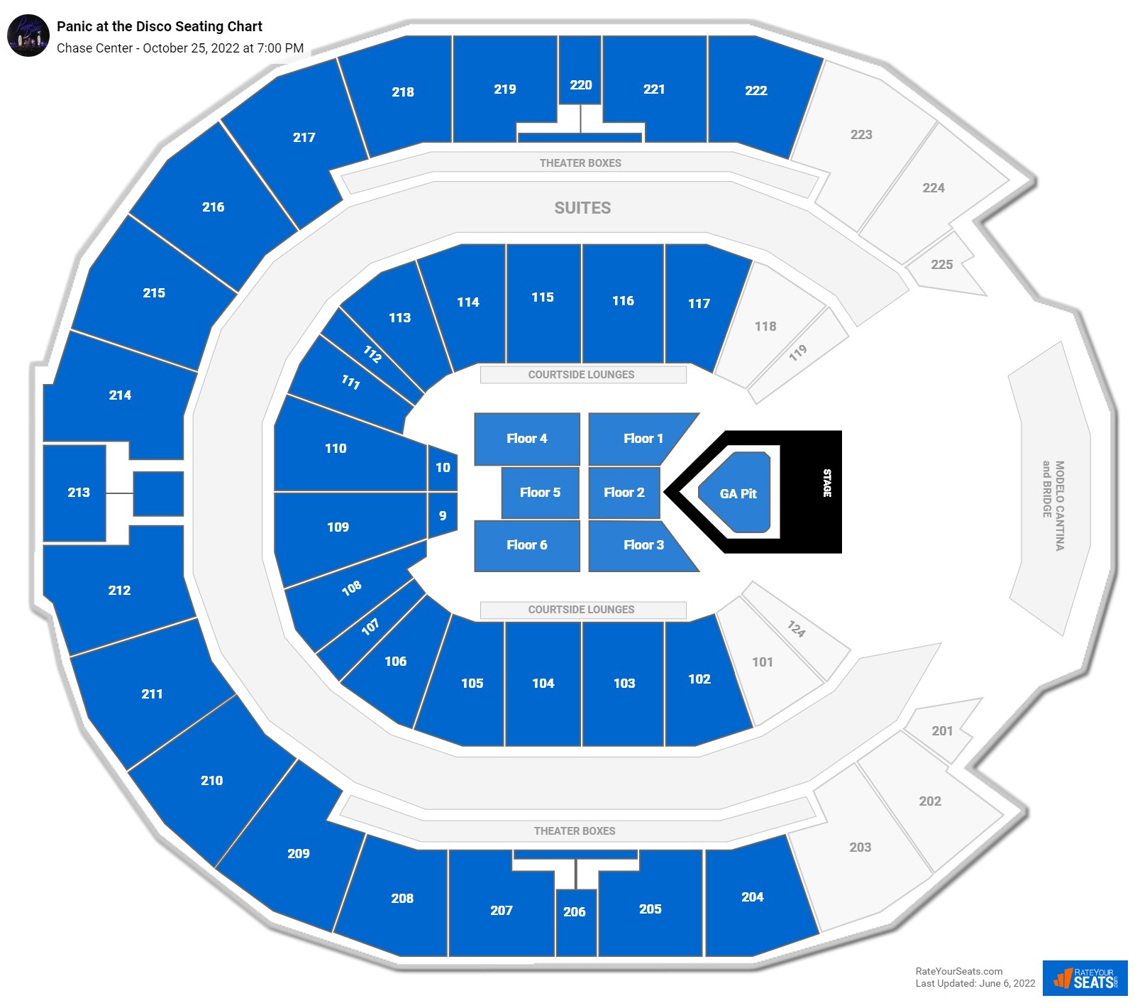 Chase Center Concert Seating Chart