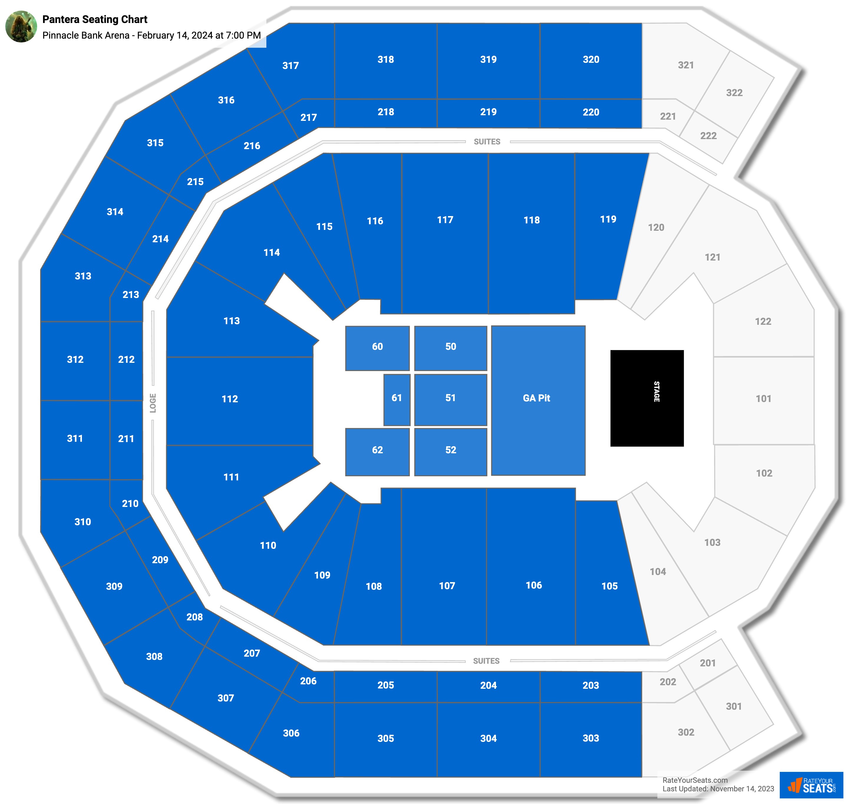 Pinnacle Bank Arena Concert Seating Chart - RateYourSeats.com