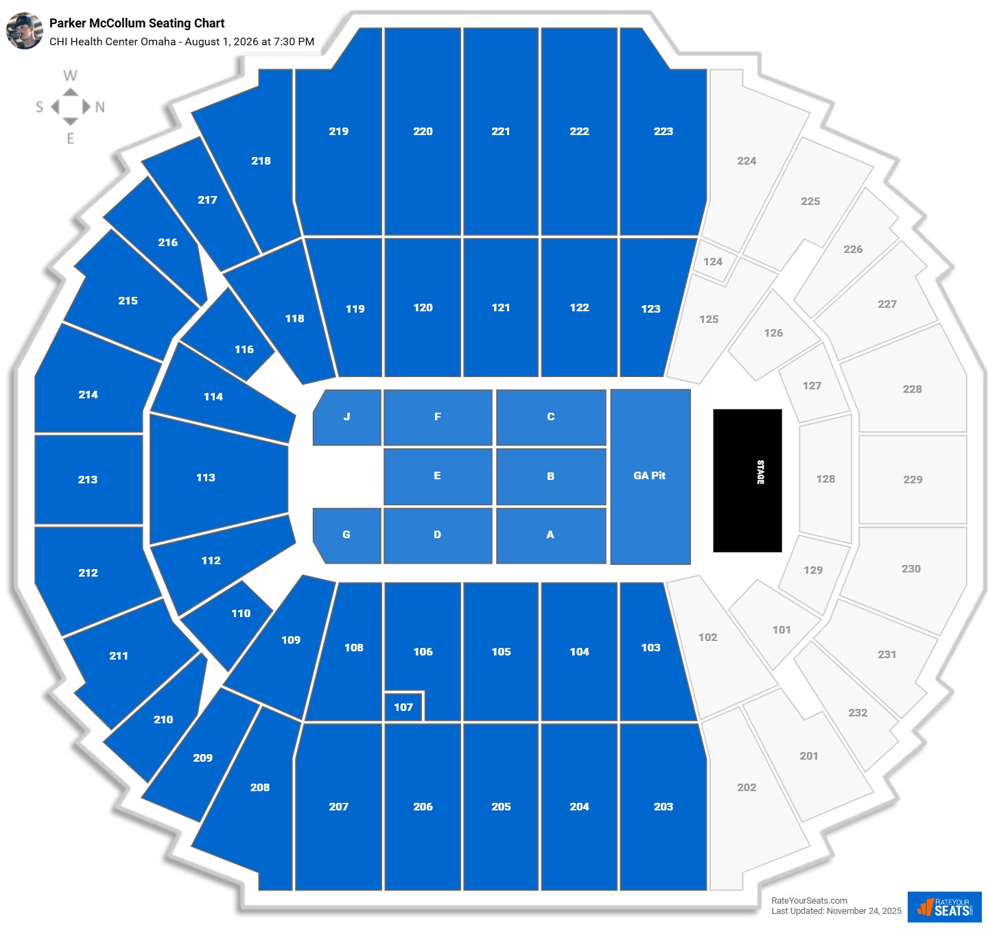 Parker McCollum seating chart CHI Health Center Omaha