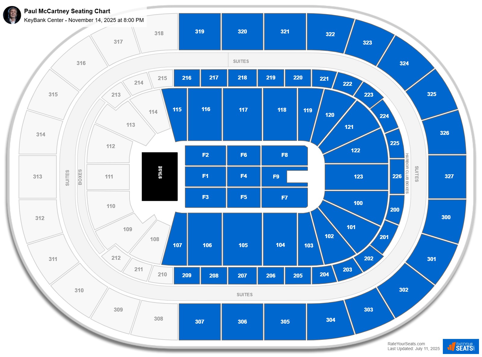 Paul McCartney seating chart KeyBank Center