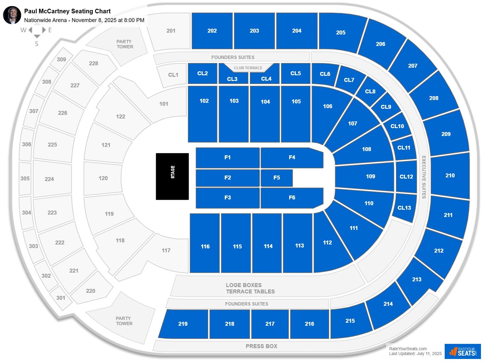 Paul McCartney seating chart Nationwide Arena