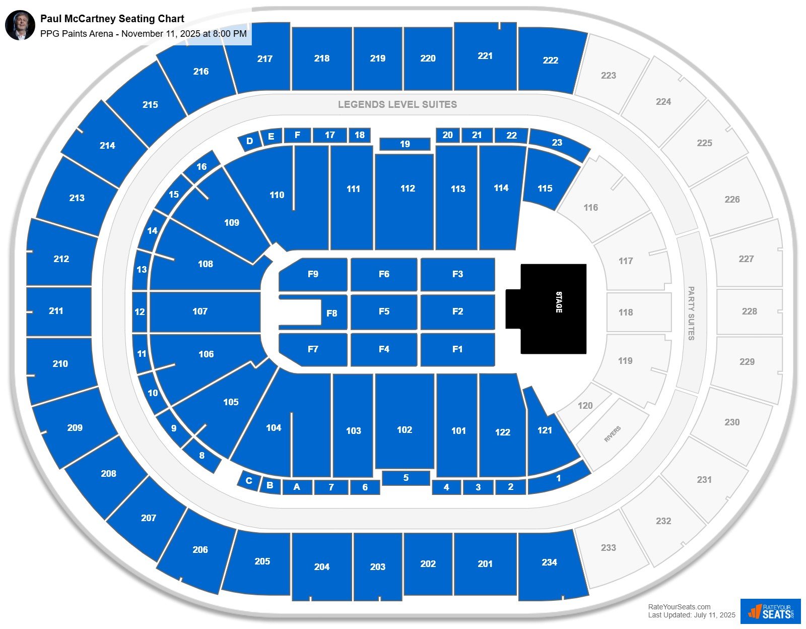 Paul McCartney seating chart PPG Paints Arena