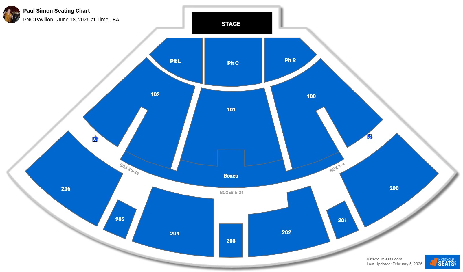 Paul Simon seating chart PNC Pavilion