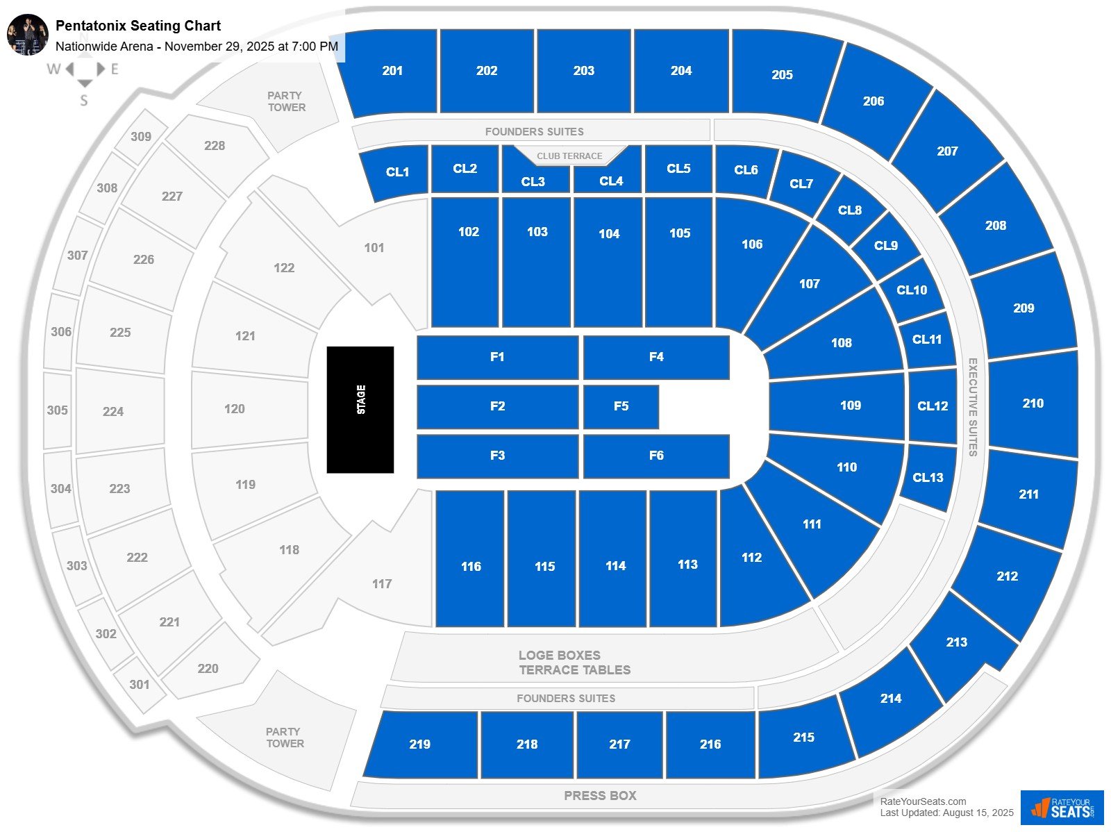 Pentatonix seating chart Nationwide Arena