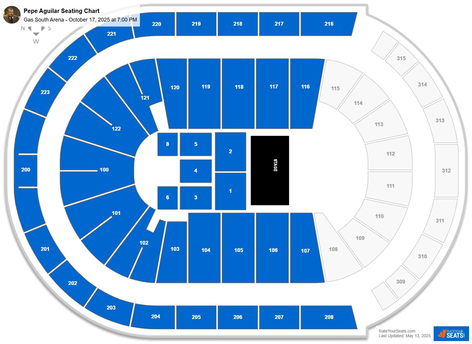 Pepe Aguilar seating chart Gas South Arena