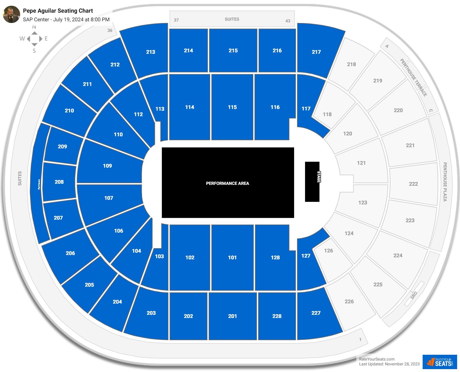 SAP Center Concert Seating Chart