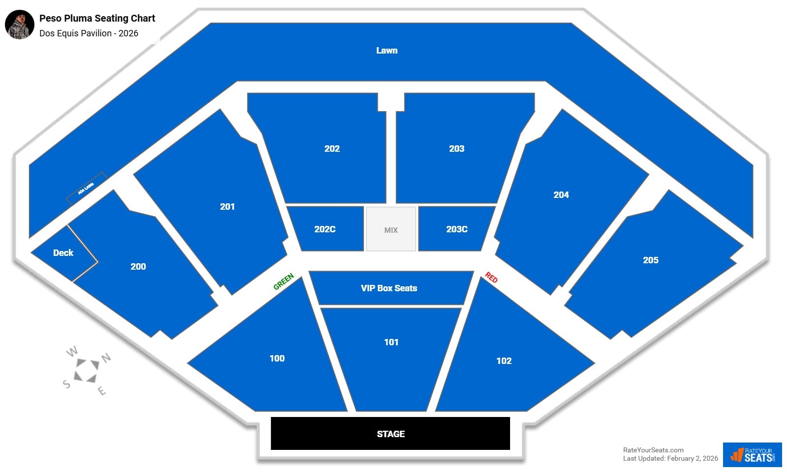 Peso Pluma seating chart Dos Equis Pavilion