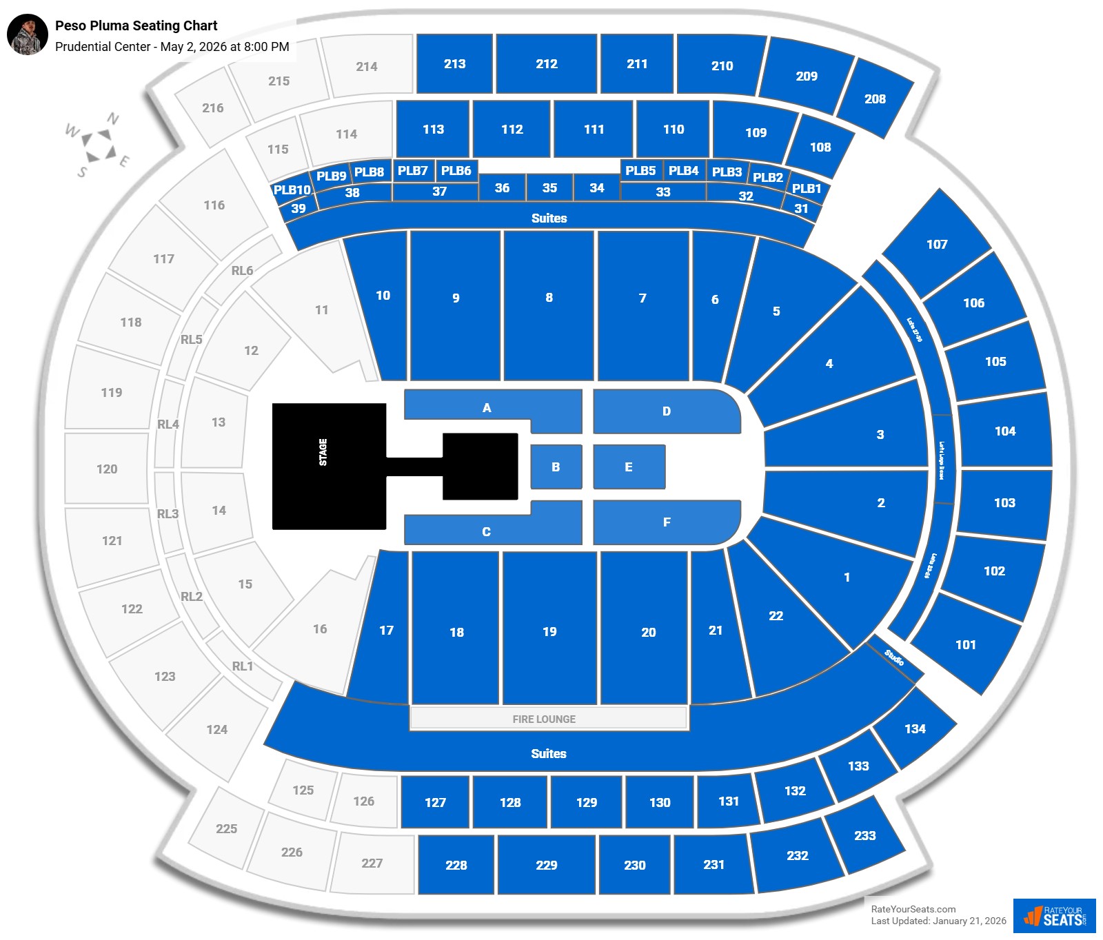 Peso Pluma seating chart Prudential Center