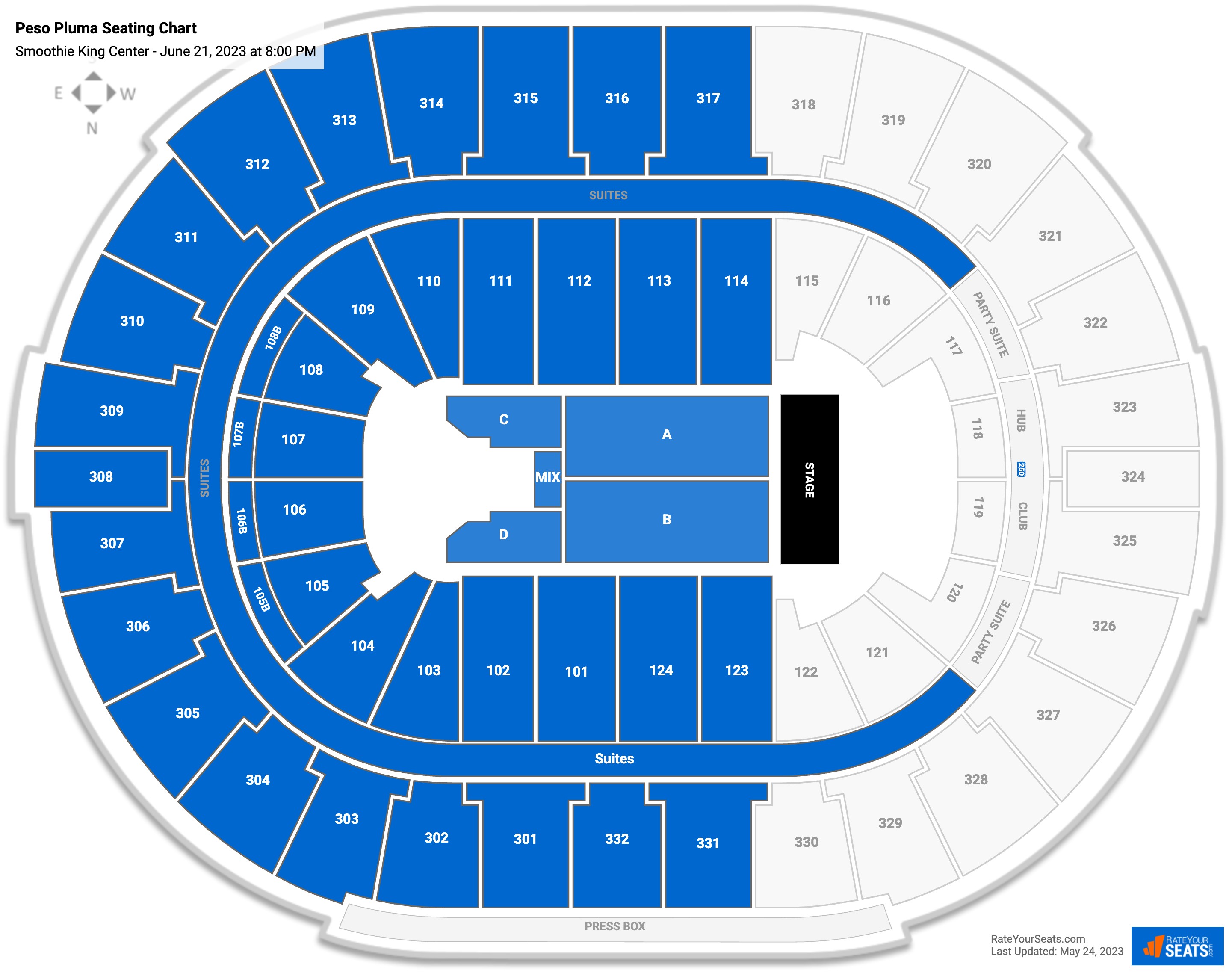 Smoothie King Center Concert Seating Chart - RateYourSeats.com