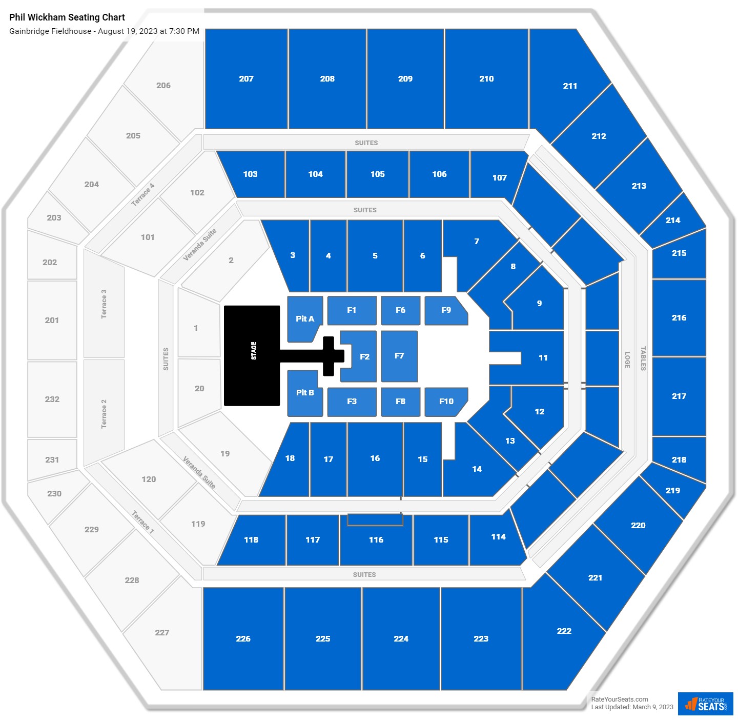 Gainbridge Fieldhouse Concert Seating Chart - RateYourSeats.com