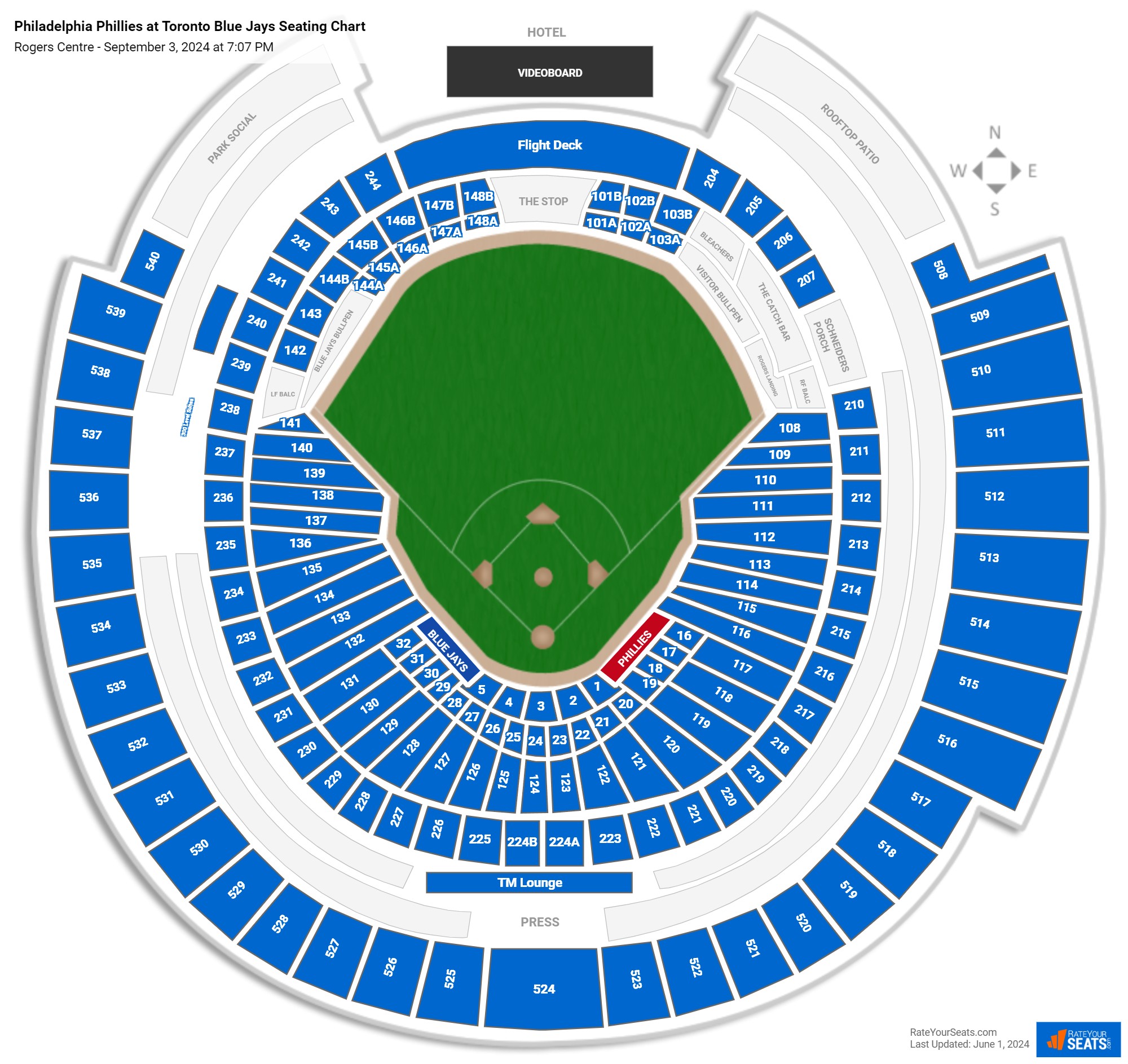 Philadelphia Phillies at Toronto Blue Jays seating chart Rogers Centre