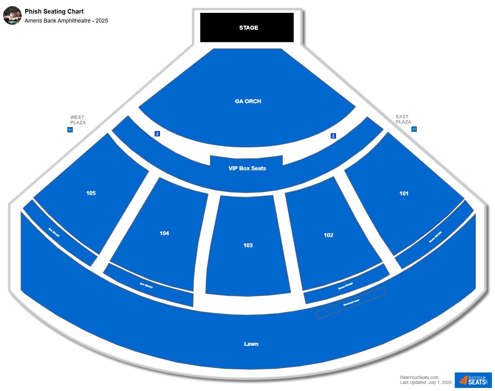 Phish seating chart Ameris Bank Amphitheatre