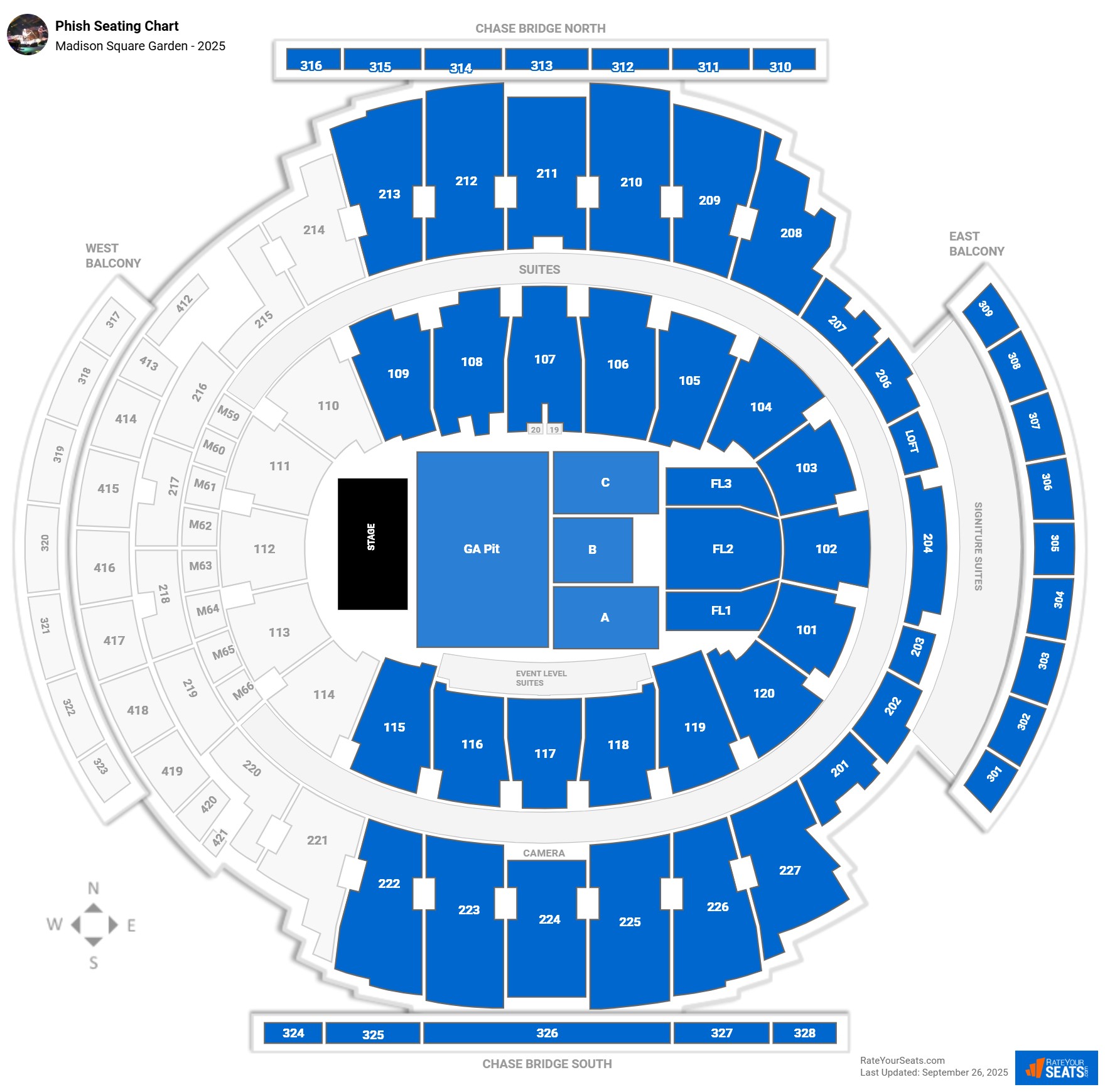 Phish seating chart Madison Square Garden
