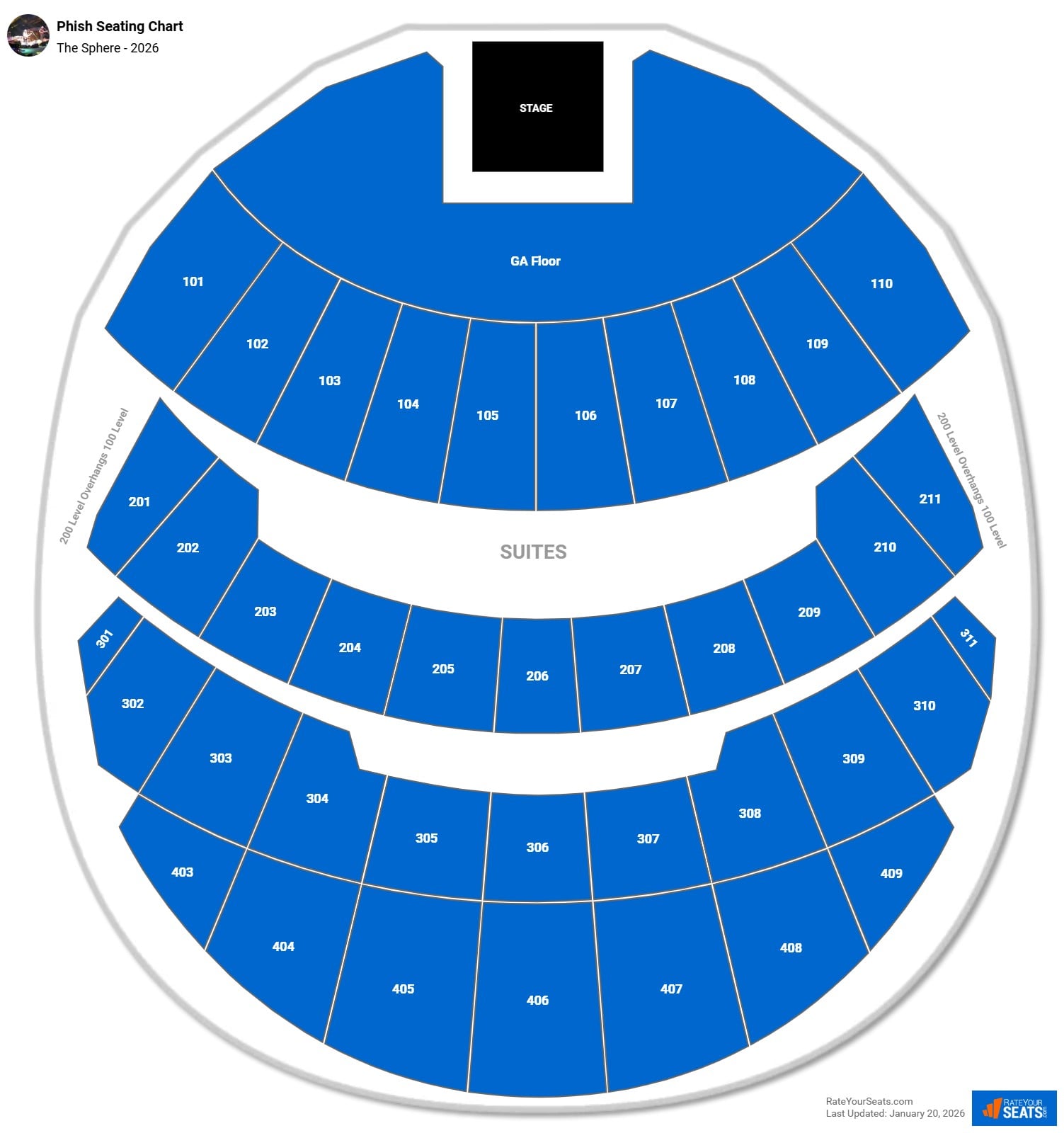 Phish seating chart The Sphere