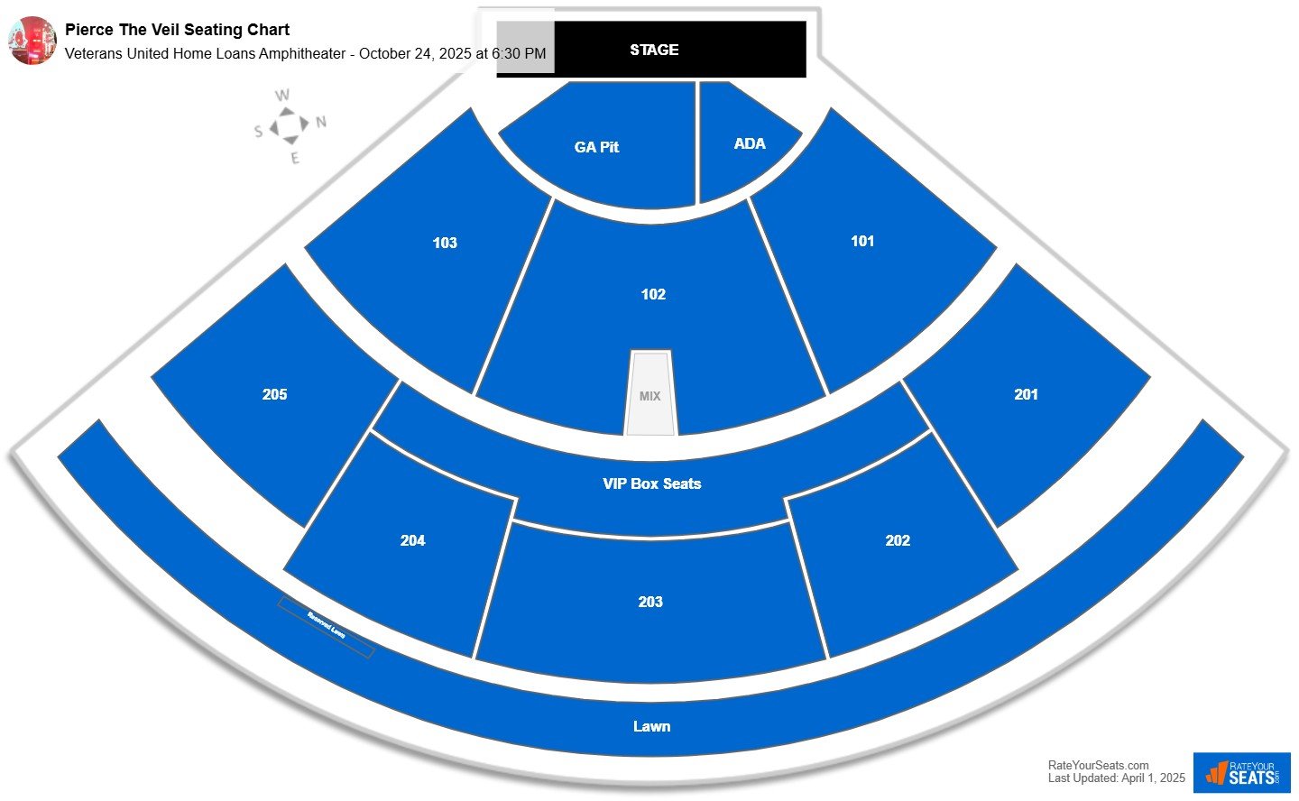Pierce The Veil seating chart Veterans United Home Loans Amphitheater