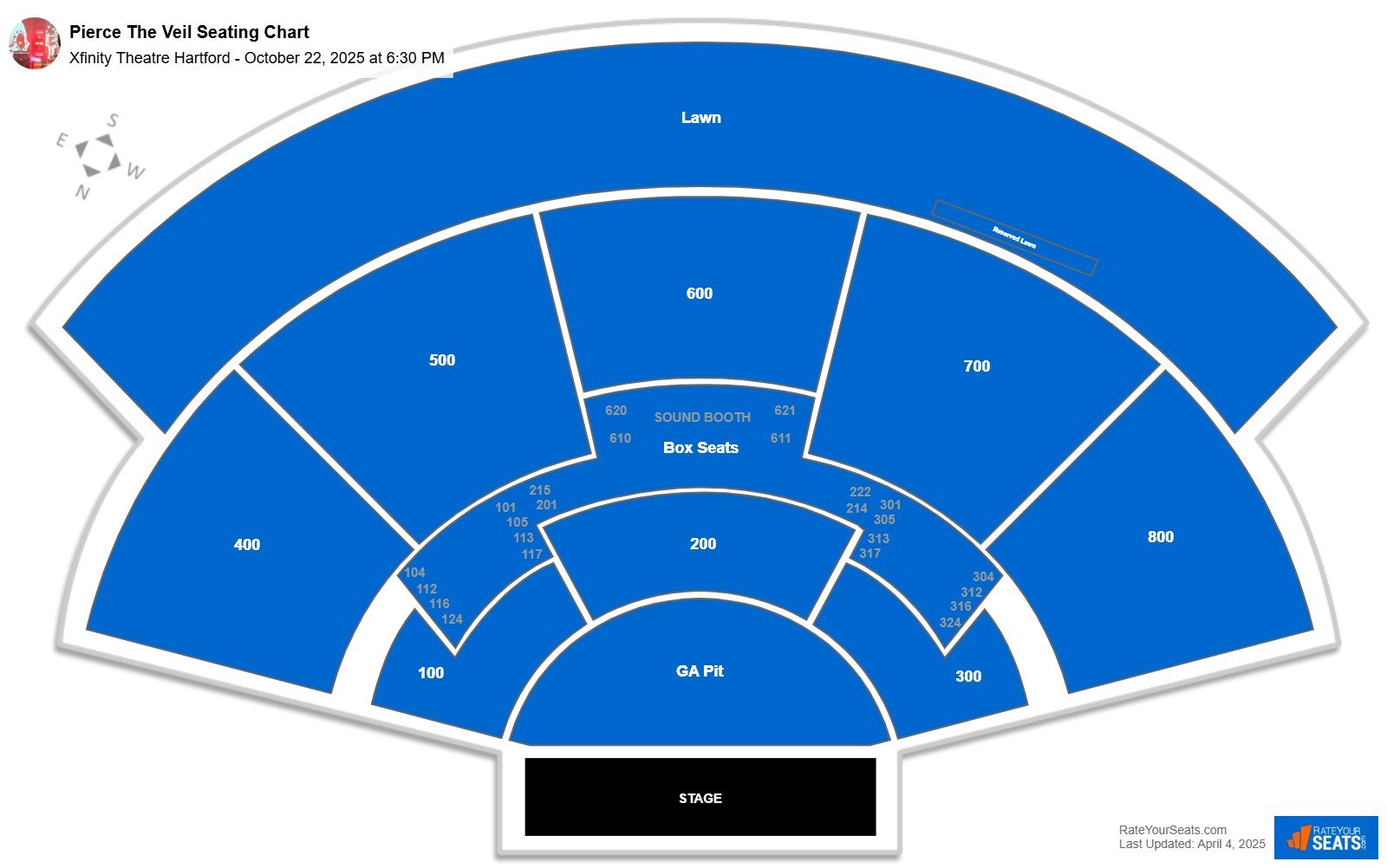 Pierce The Veil seating chart Xfinity Theatre Hartford