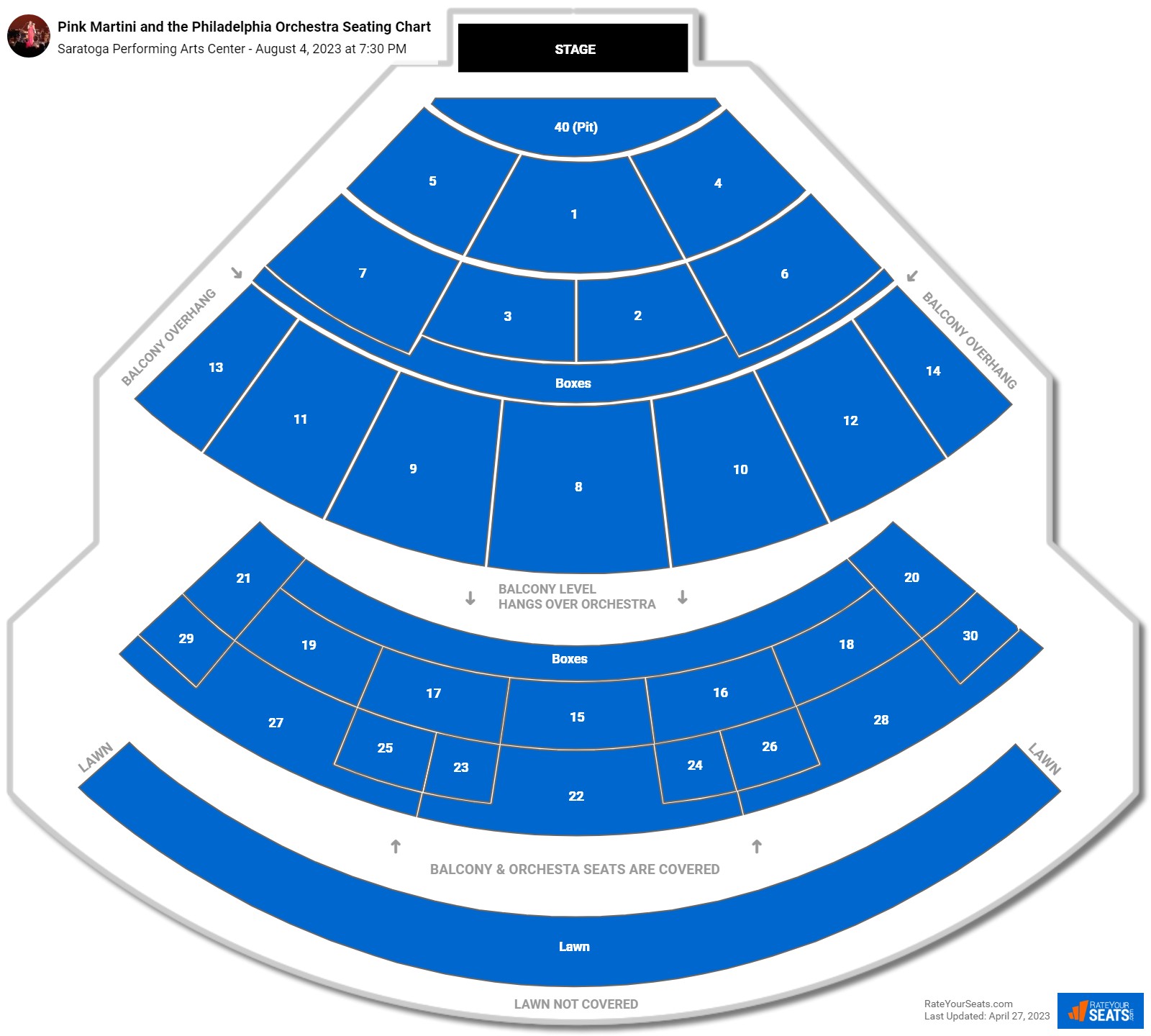 Saratoga Performing Arts Center Seating Chart