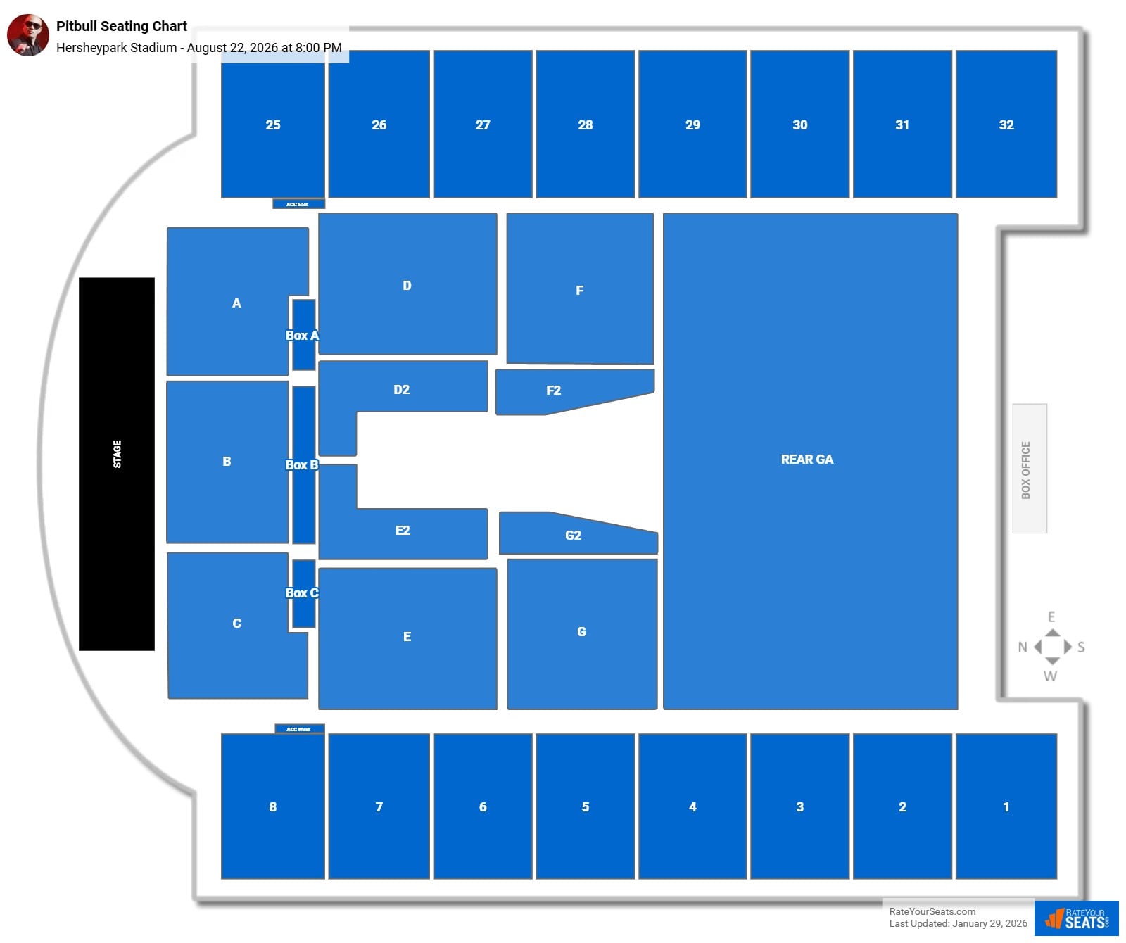 Pitbull seating chart Hersheypark Stadium