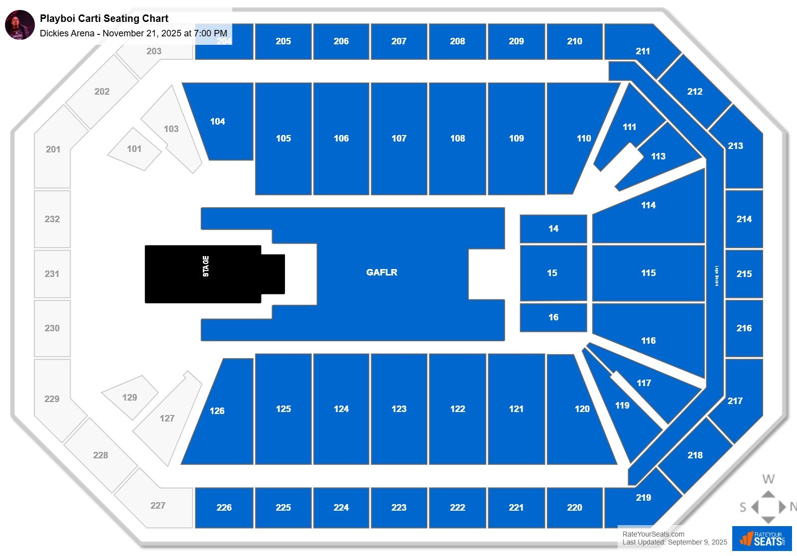 Playboi Carti seating chart Dickies Arena