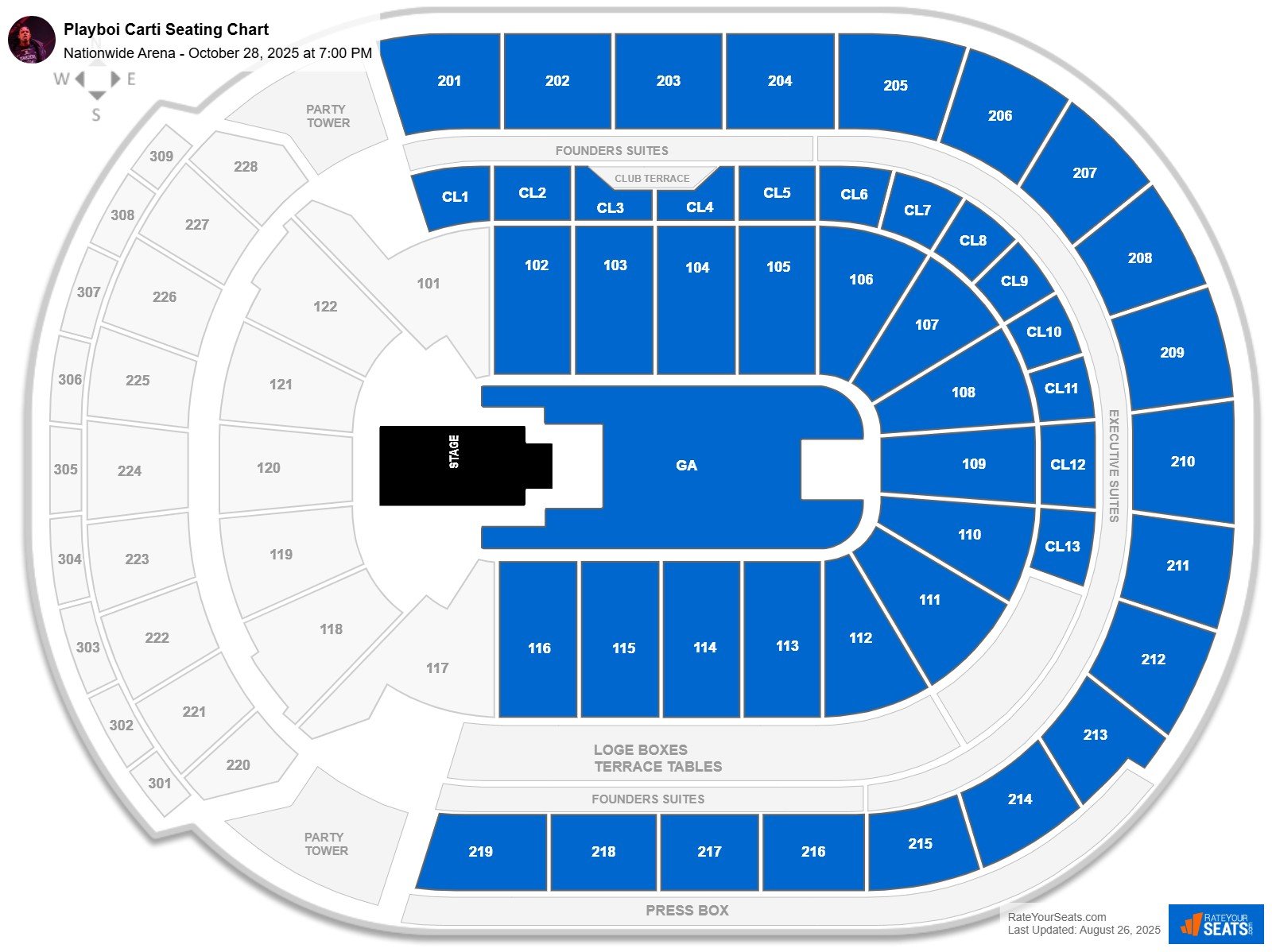 Playboi Carti seating chart Nationwide Arena