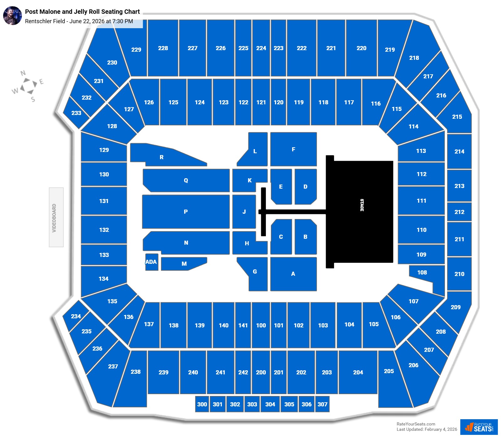 Post Malone and Jelly Roll seating chart Rentschler Field