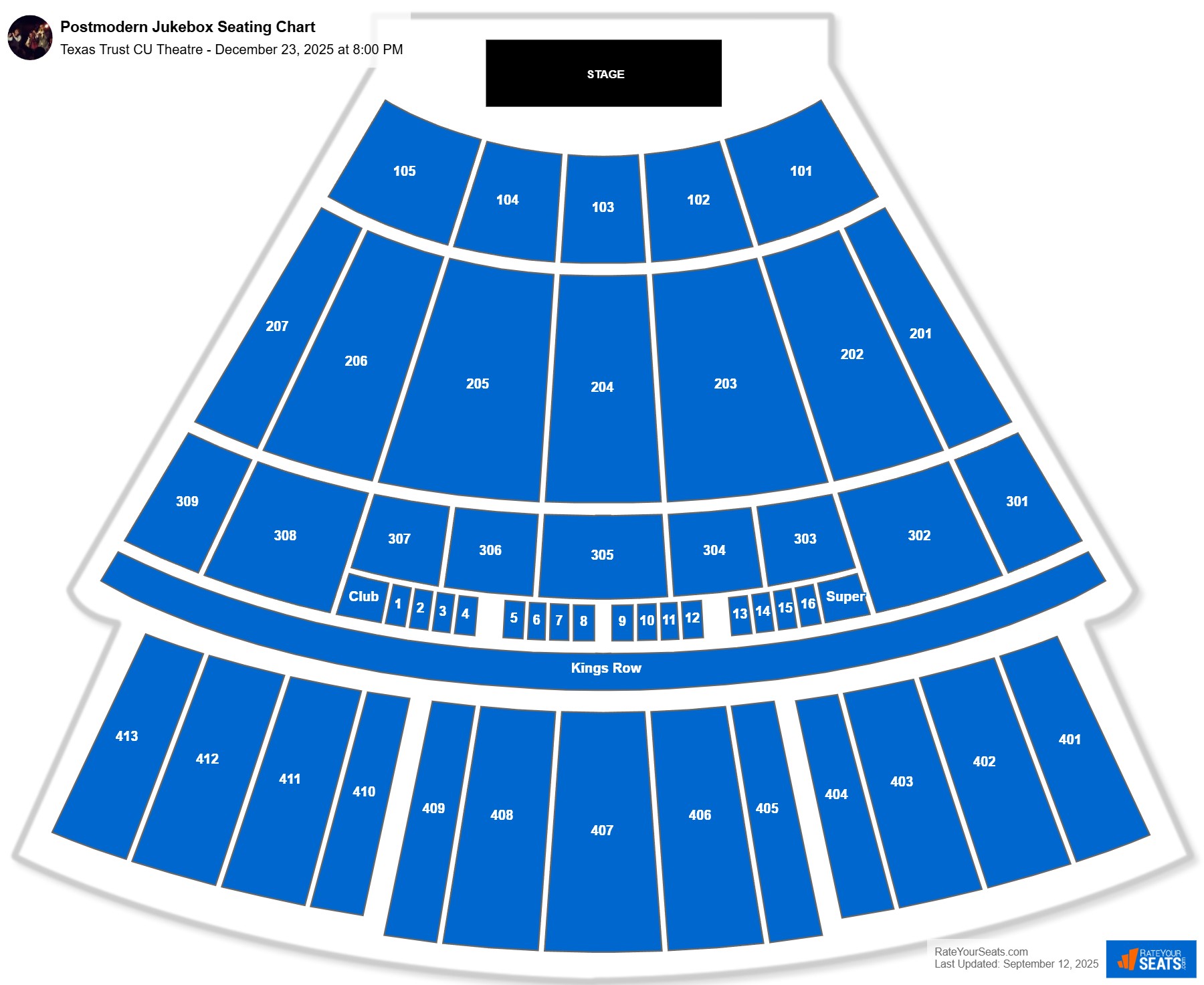 Postmodern Jukebox seating chart Texas Trust CU Theatre