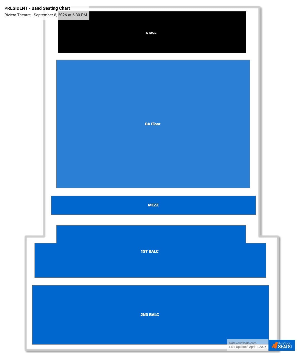 PRESIDENT - Band seating chart Riviera Theatre
