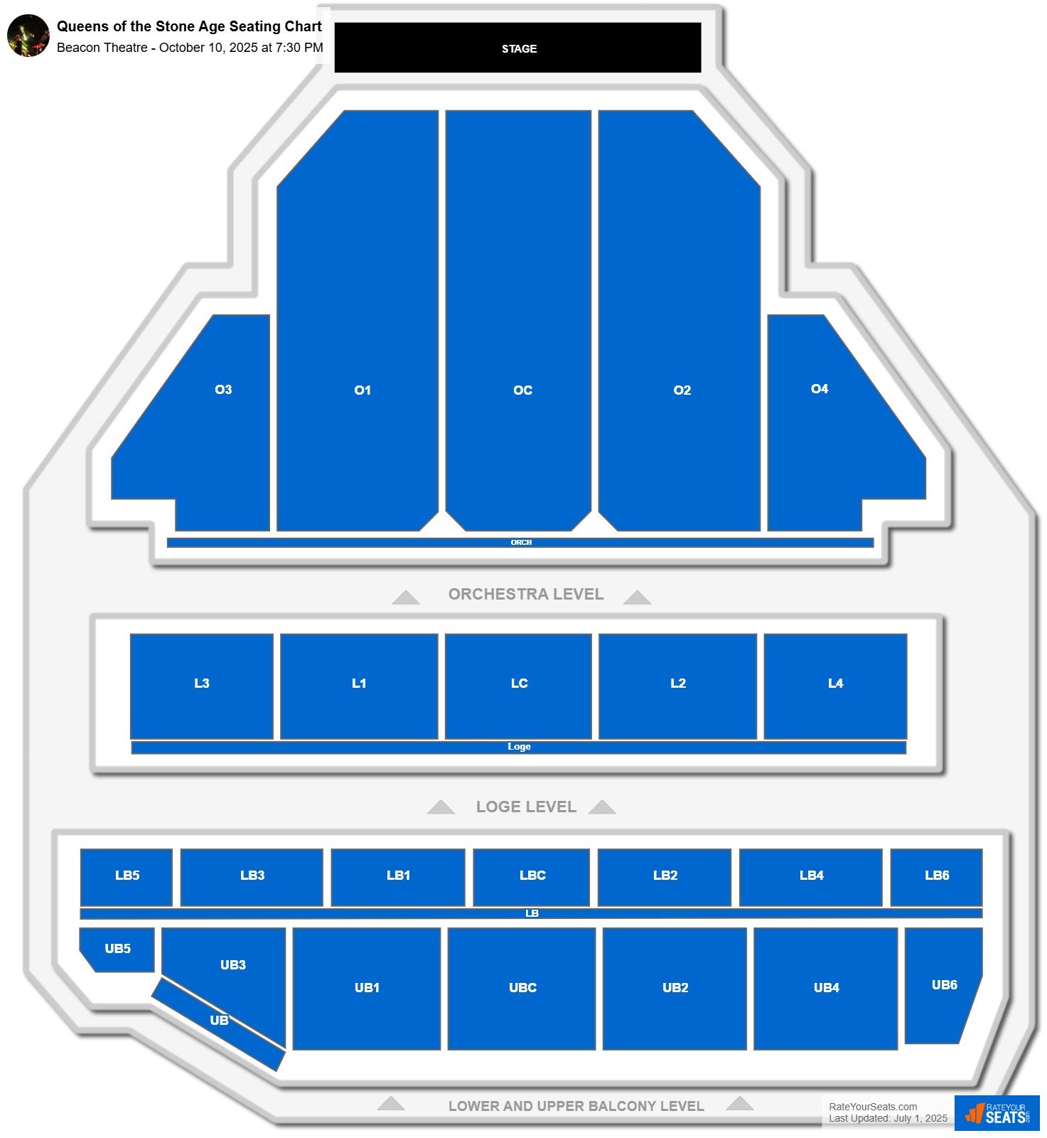 Queens of the Stone Age seating chart Beacon Theatre