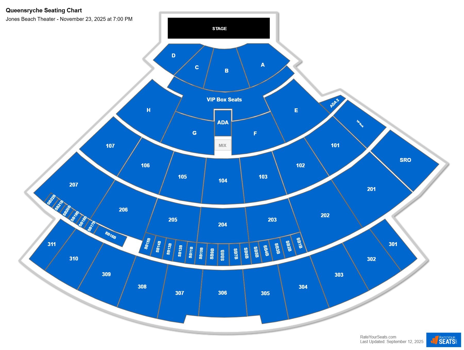 Queensryche seating chart Jones Beach Theater