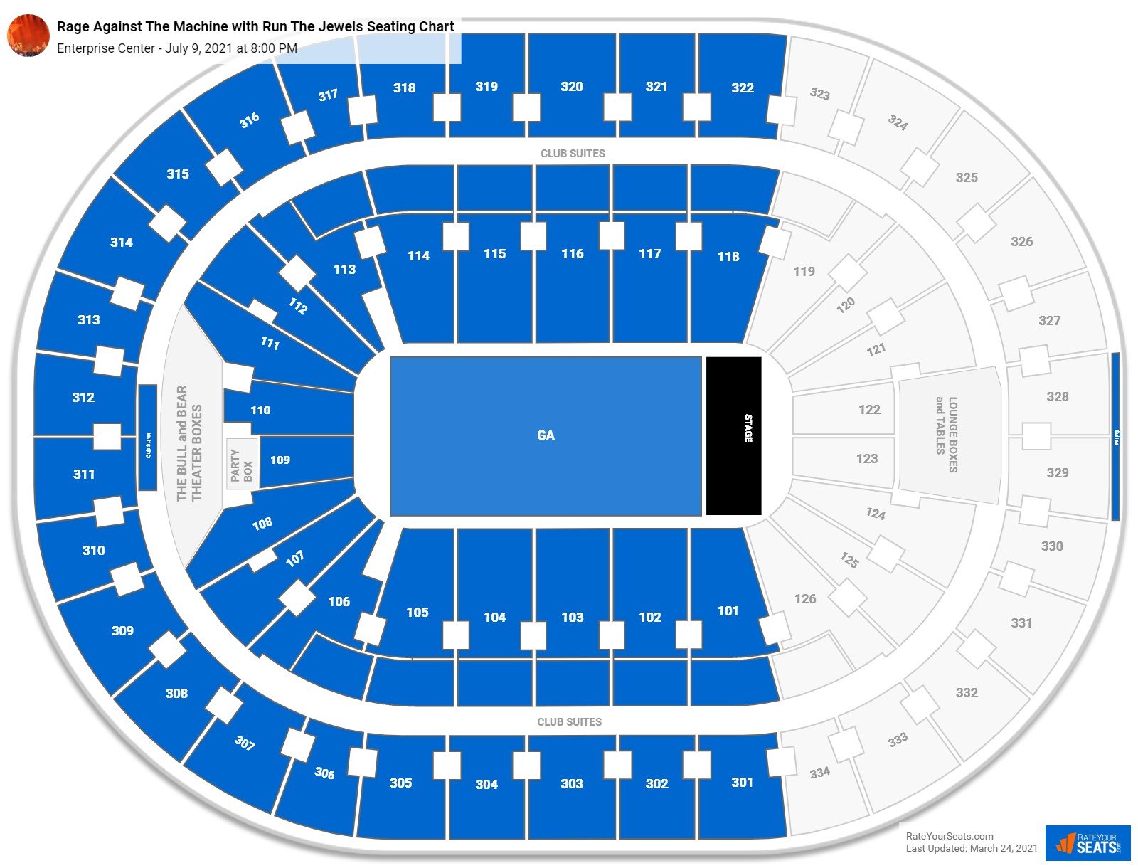 Enterprise Center Seating Charts for Concerts - RateYourSeats.com