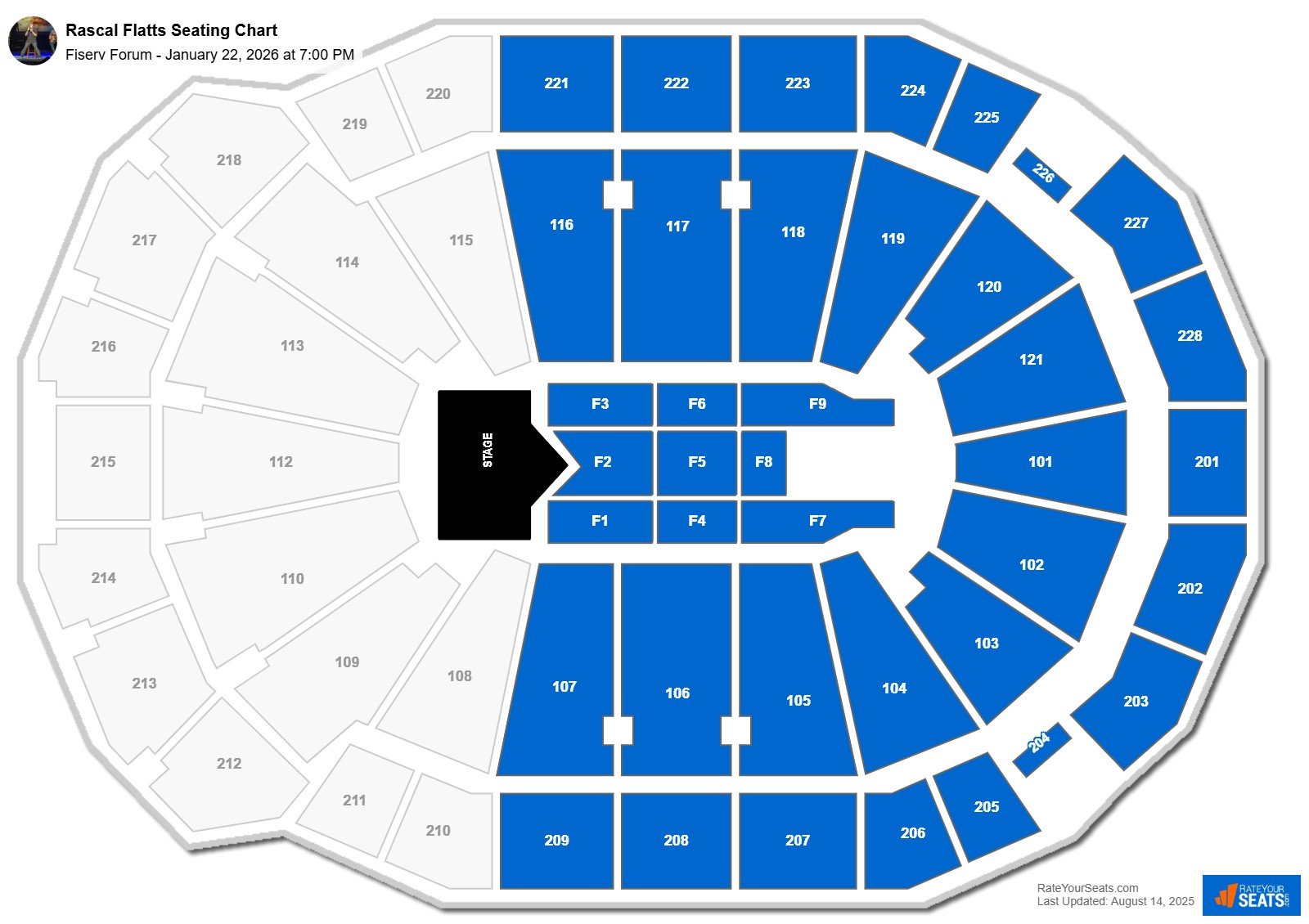 Rascal Flatts seating chart Fiserv Forum