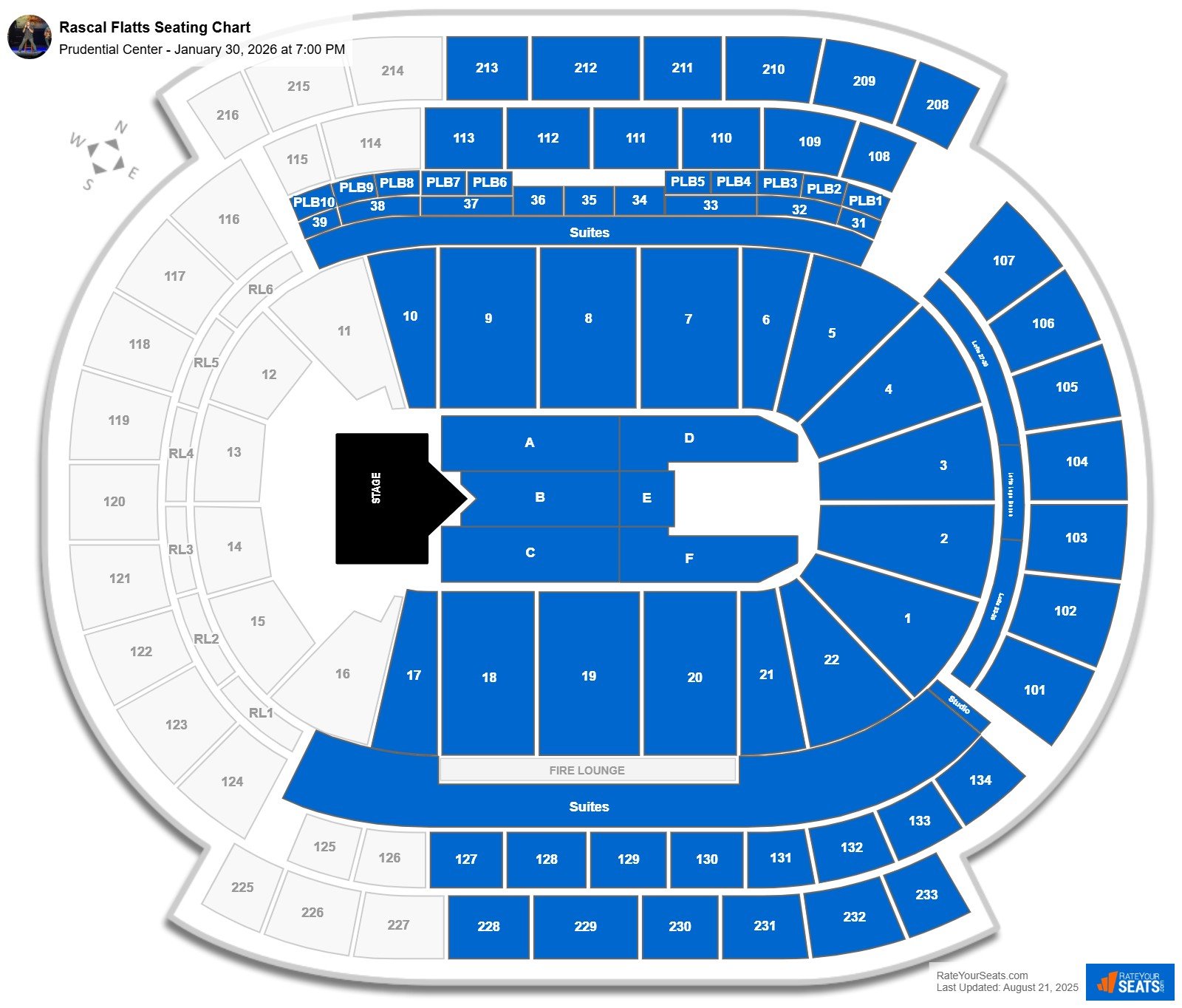 Rascal Flatts seating chart Prudential Center