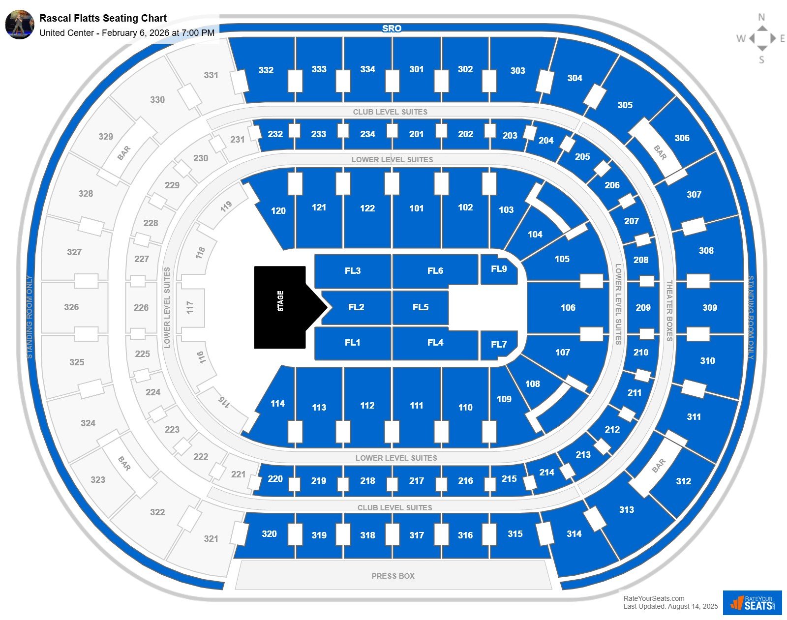 Rascal Flatts seating chart United Center