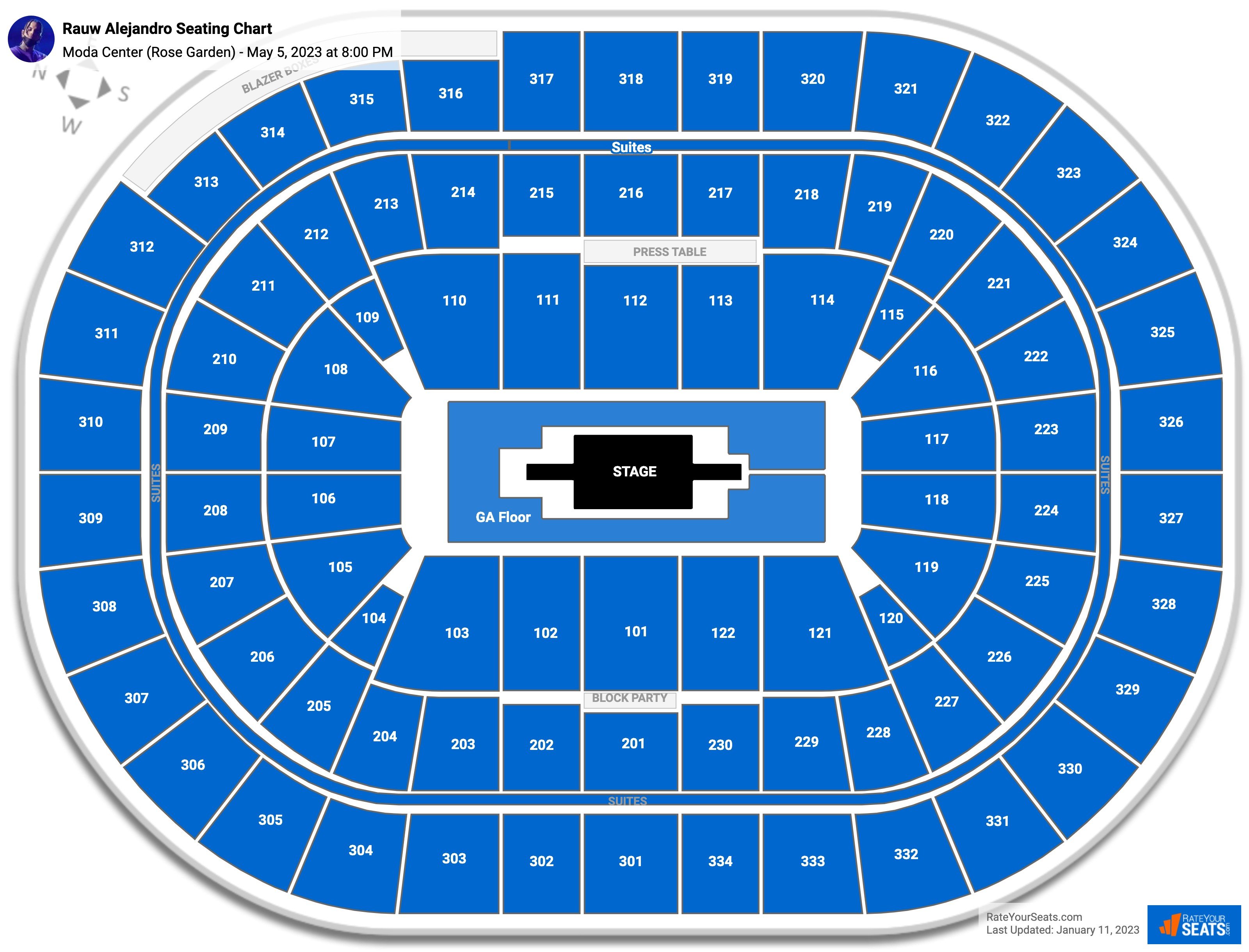 Moda Center Concert Seating Chart - RateYourSeats.com