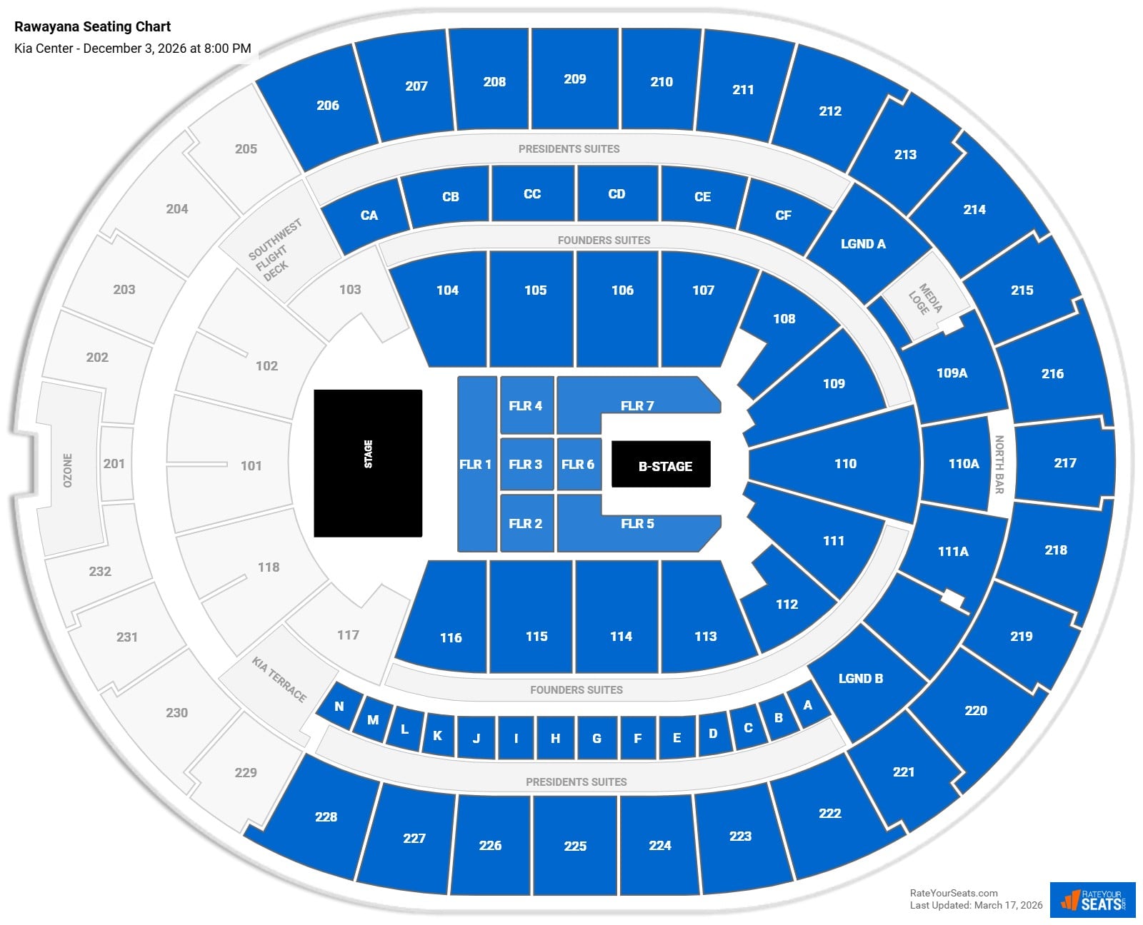 Rawayana seating chart Kia Center