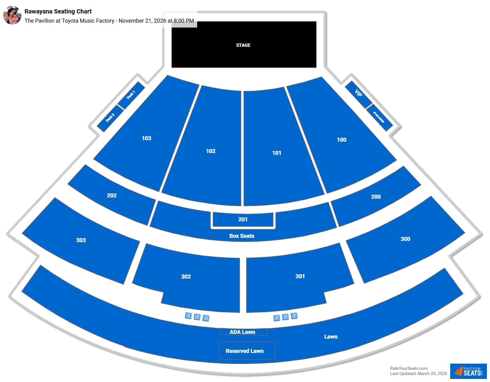 Rawayana seating chart The Pavilion at Toyota Music Factory