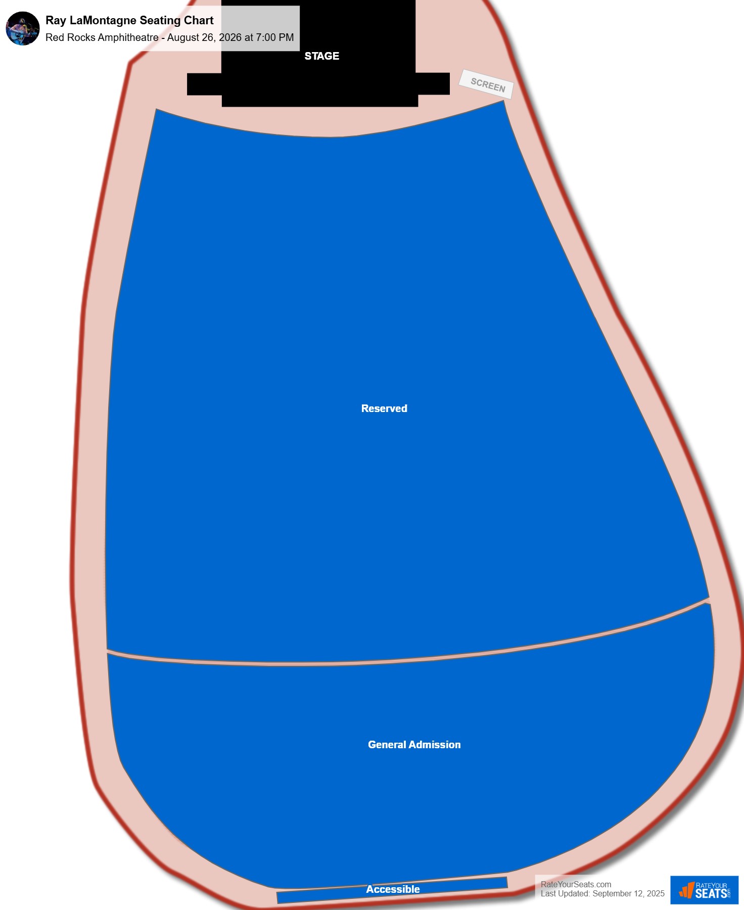 Ray LaMontagne seating chart Red Rocks Amphitheatre
